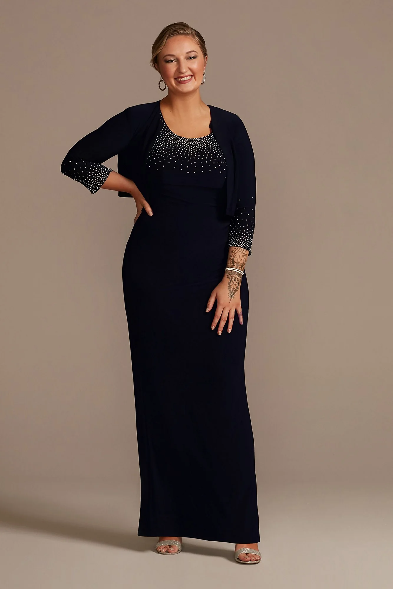 Jersey Tank Dress with Sparkle Embellished Jacket
