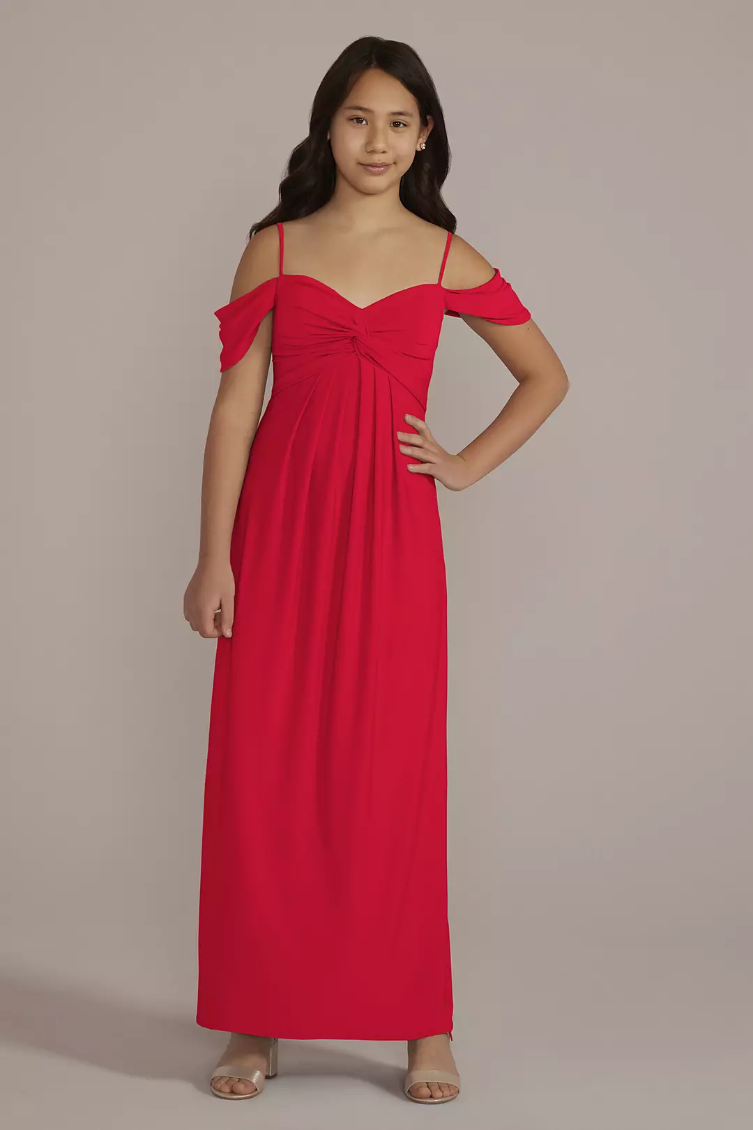 Jersey Twist Knot Junior Bridesmaid Dress - Image 20