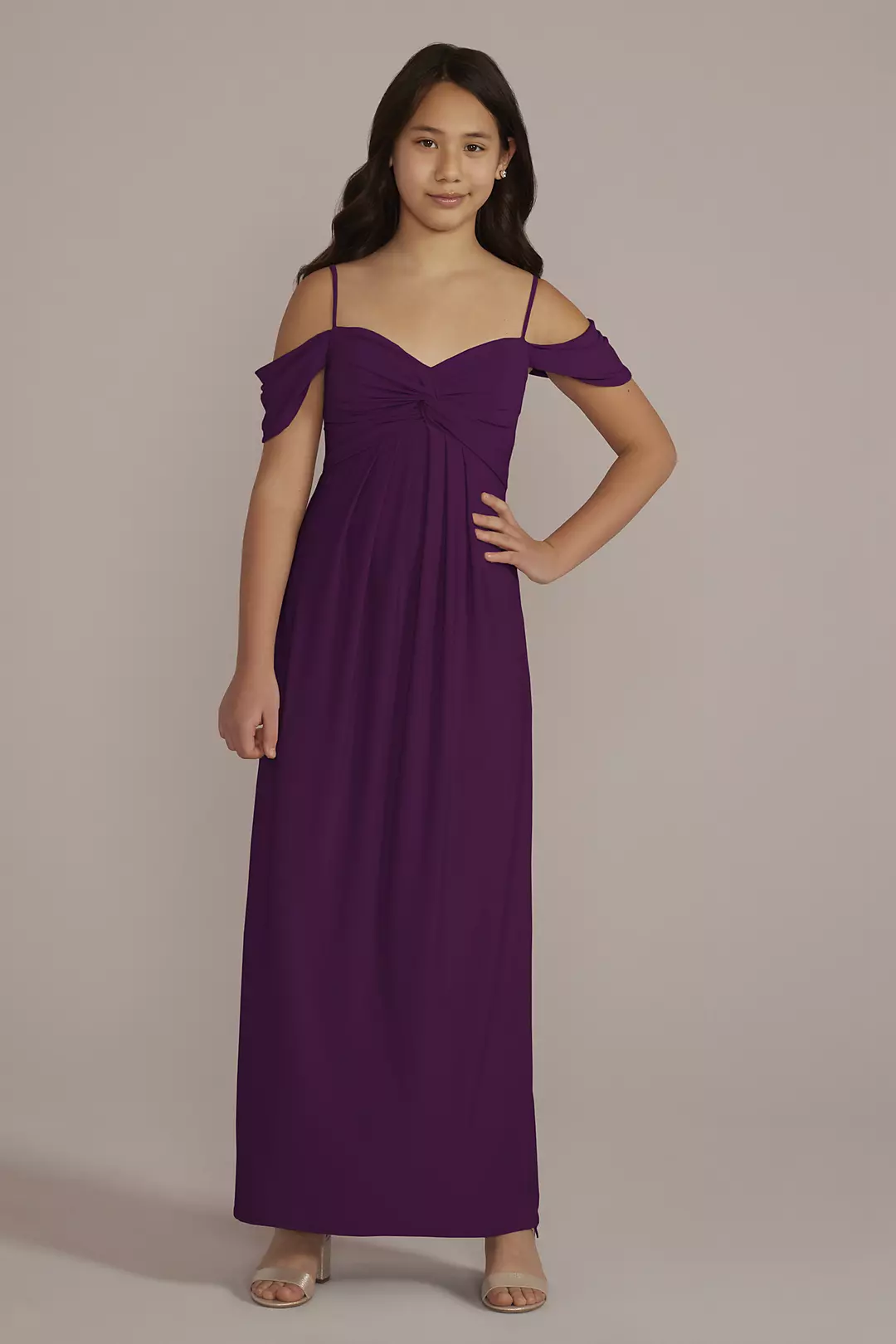 Jersey Twist Knot Junior Bridesmaid Dress - Image 29