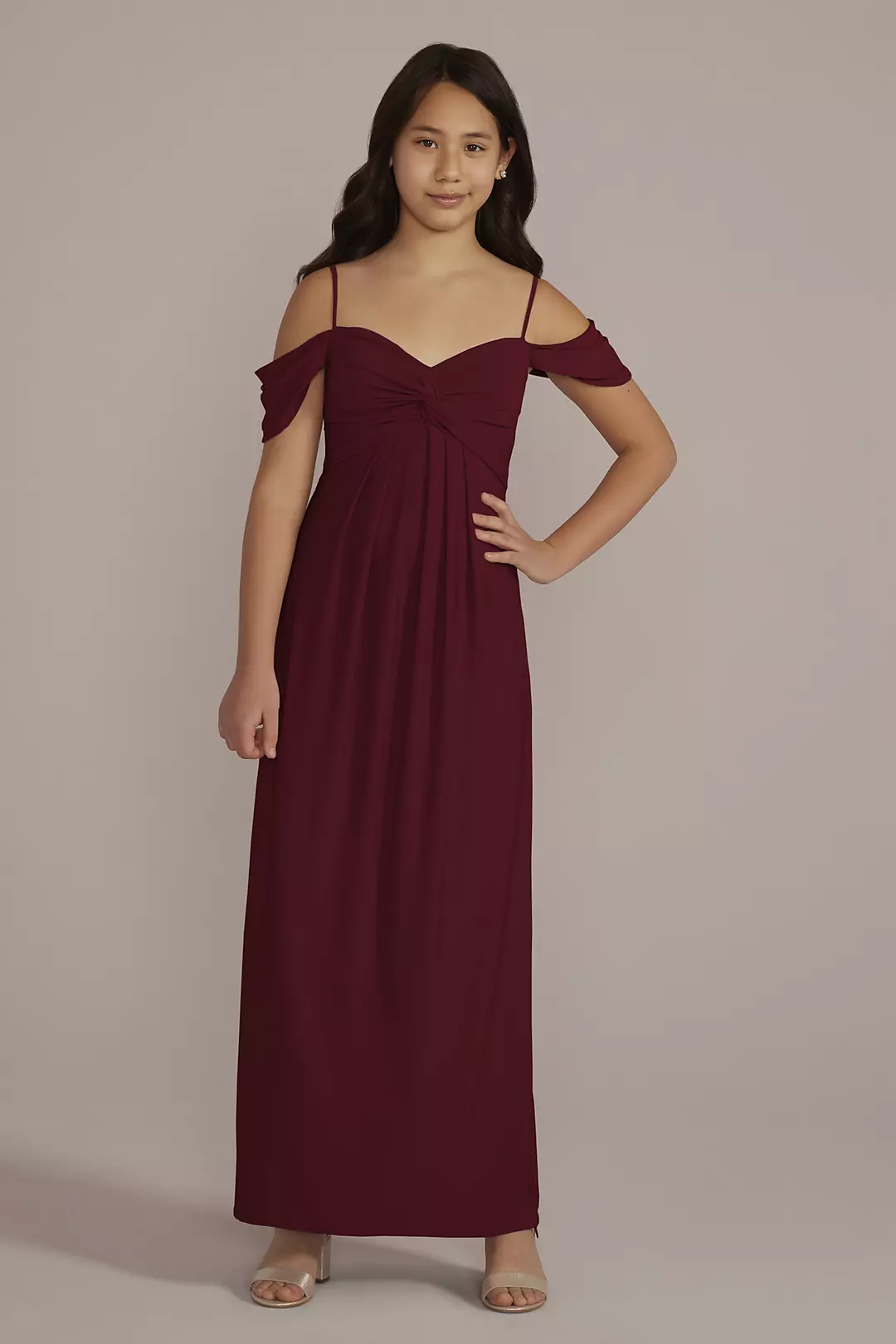 Jersey Twist Knot Junior Bridesmaid Dress - Image 36
