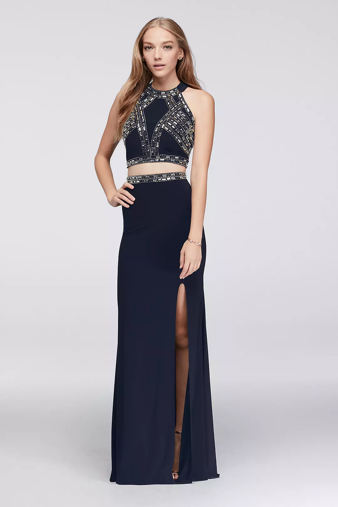 Jersey Two-Piece Dress with Geometric Beading - Image 2