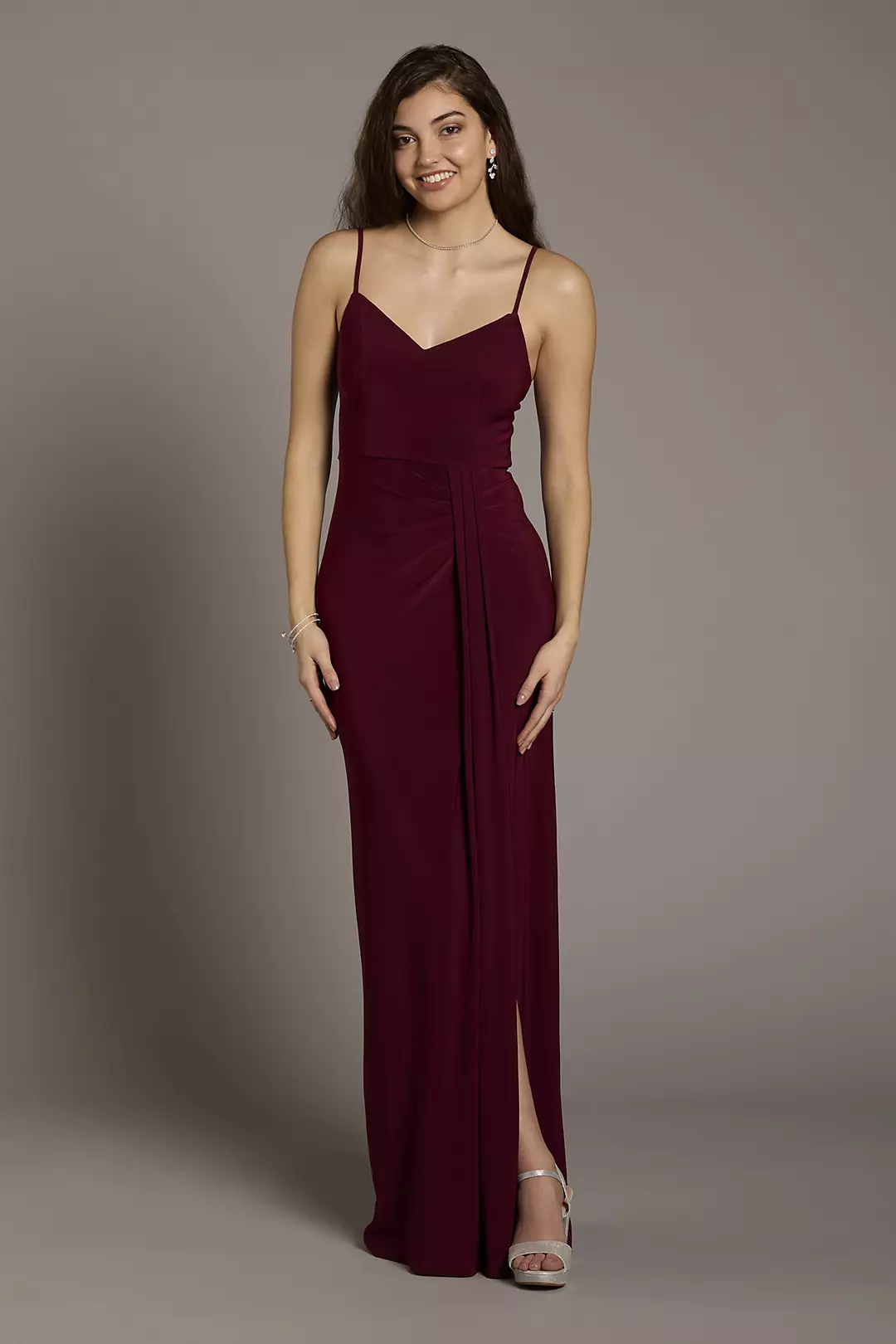Jersey V-Neck Ruched Sheath Dress - Image 11