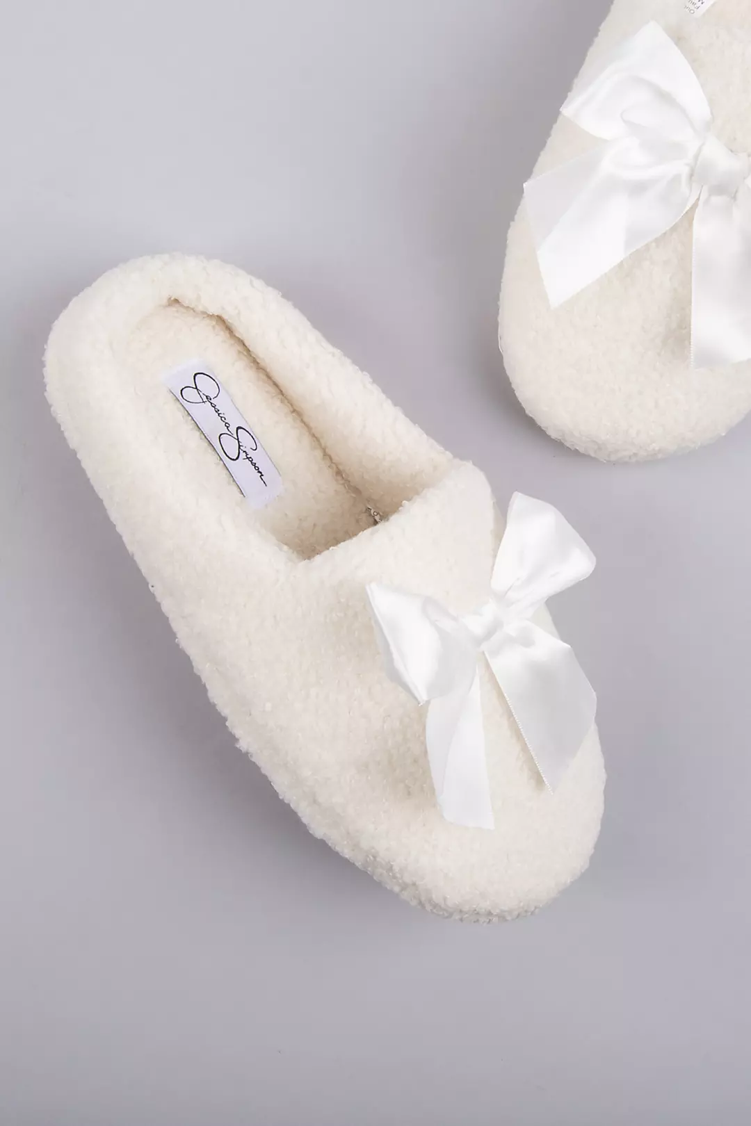 Jessica Simpson Shearling Slippers with Satin Bow - Image 2