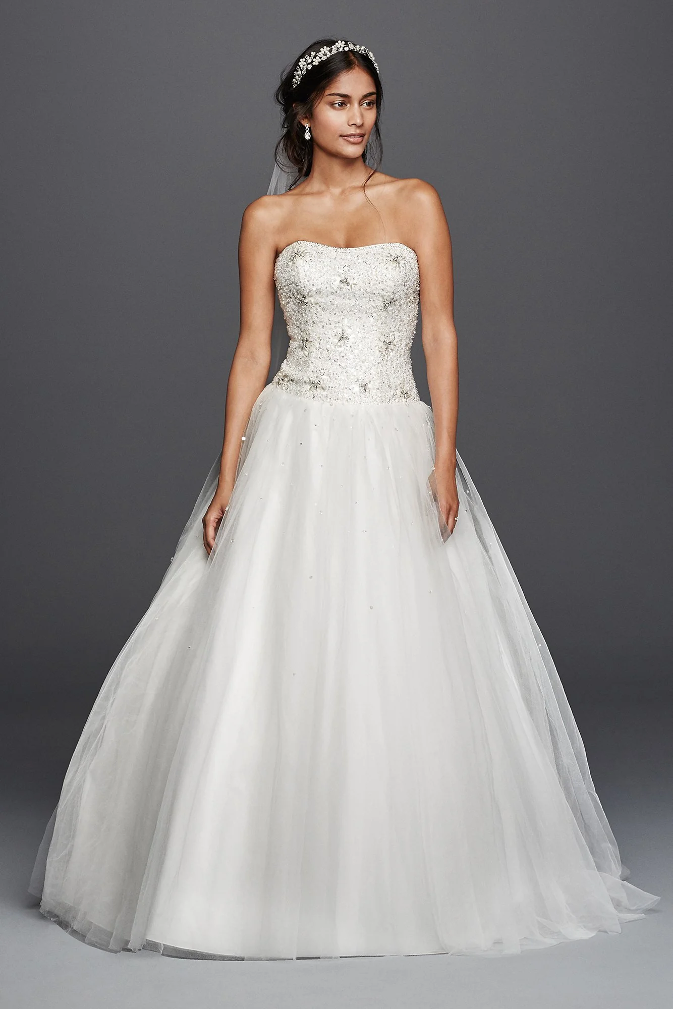 Jewel Beaded Tulle Ball Gown Wedding Dress - Image 12