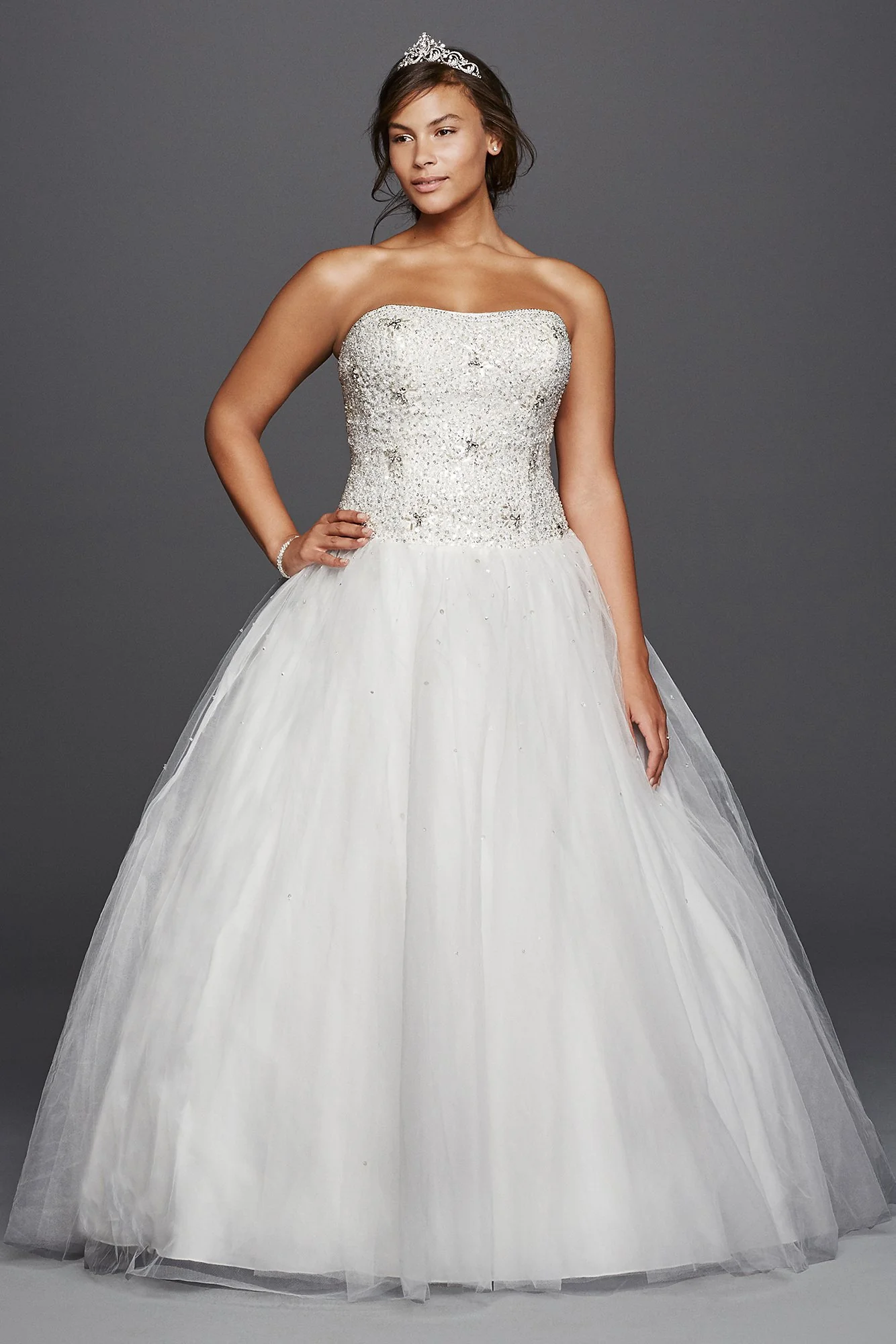 Jewel Beaded Tulle Ball Gown Wedding Dress - Image 17