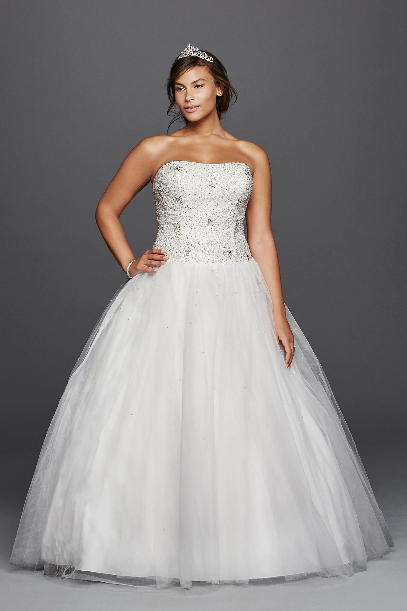 Jewel Beaded Tulle Ball Gown Wedding Dress - Image 9