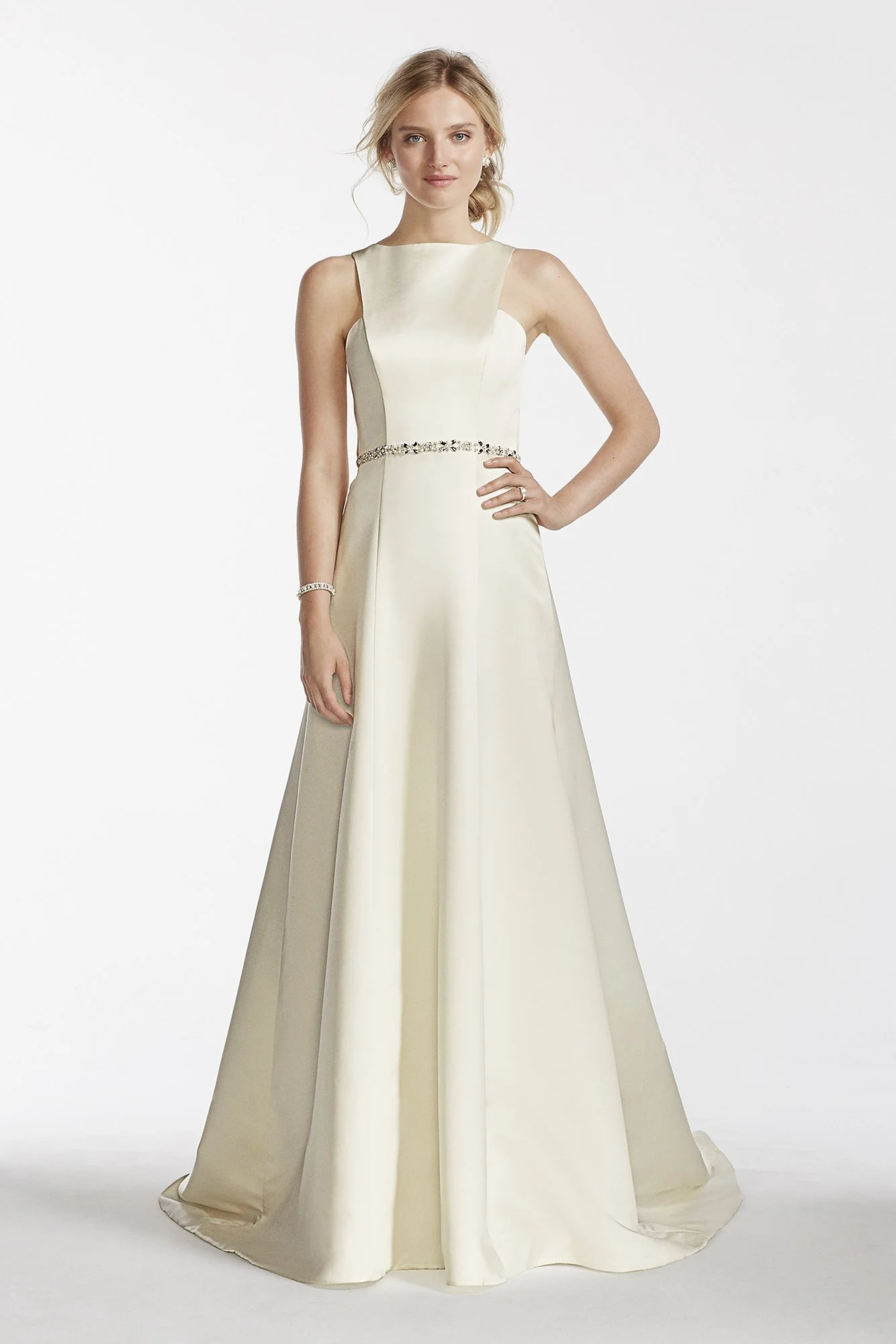 Jewel Cut Out Wedding Dress with Watteau Train - Image 2