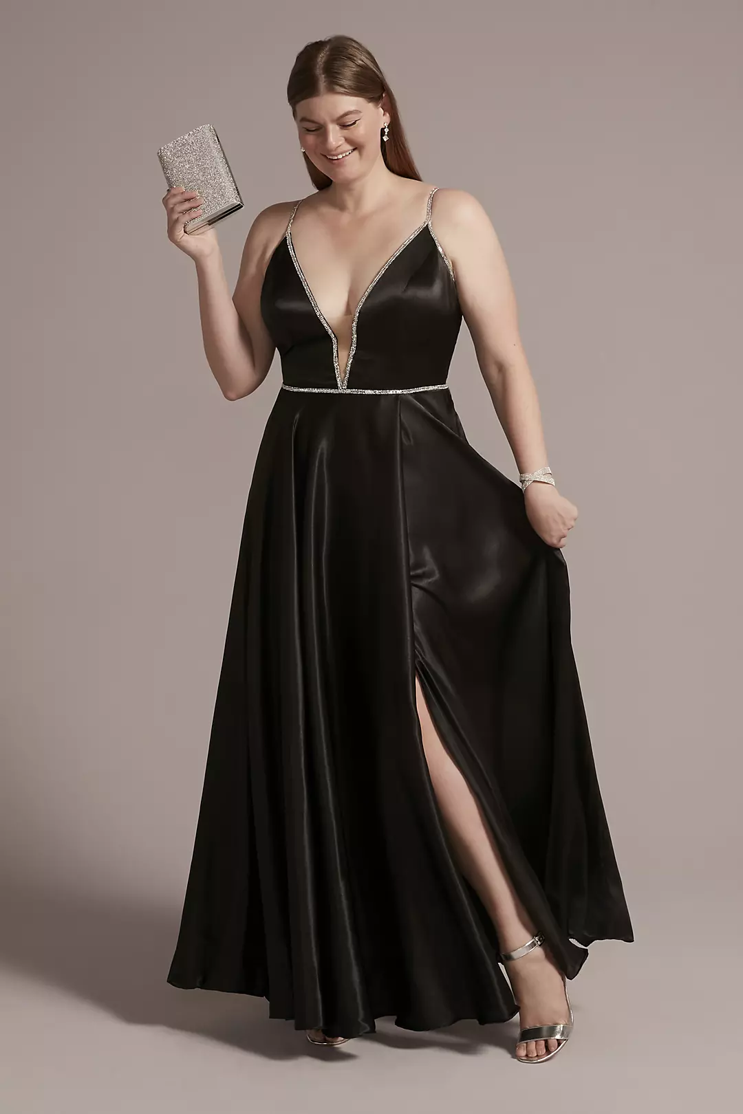 Jewel Embellished Satin Ball Gown - Image 54