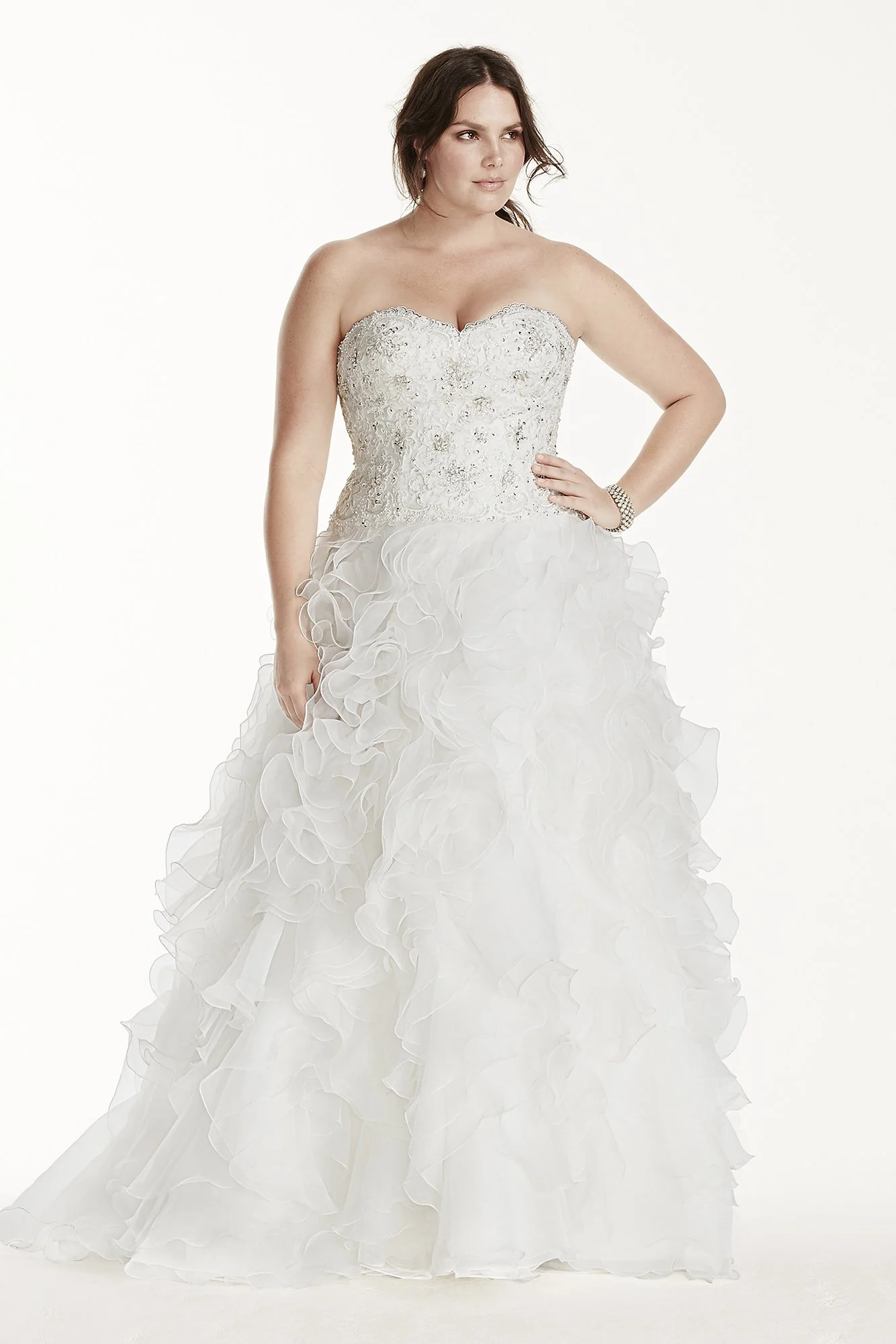 Jewel Organza Wedding Dress with Ruffled Skirt - Image 11