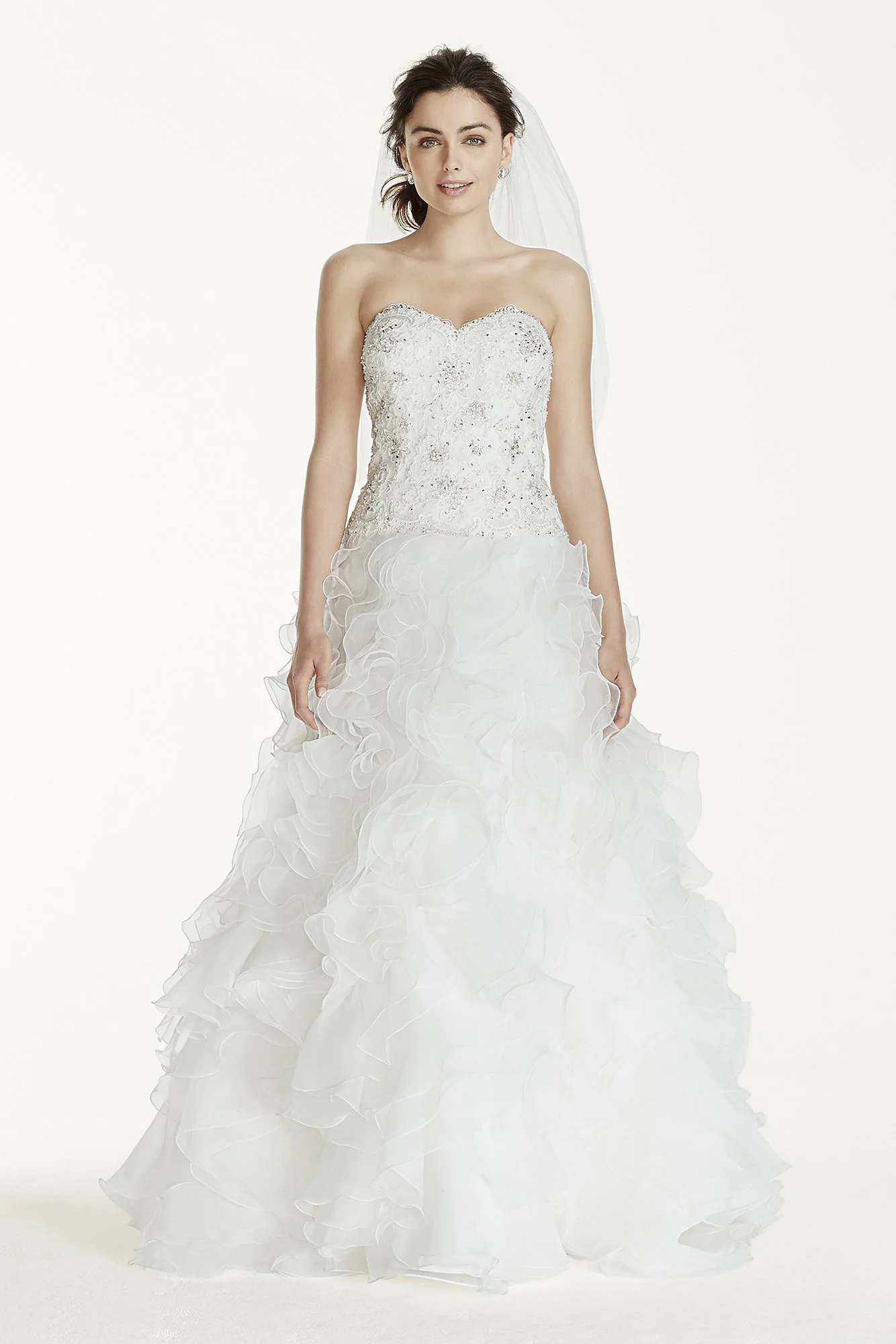 Jewel Organza Wedding Dress with Ruffled Skirt - Image 6