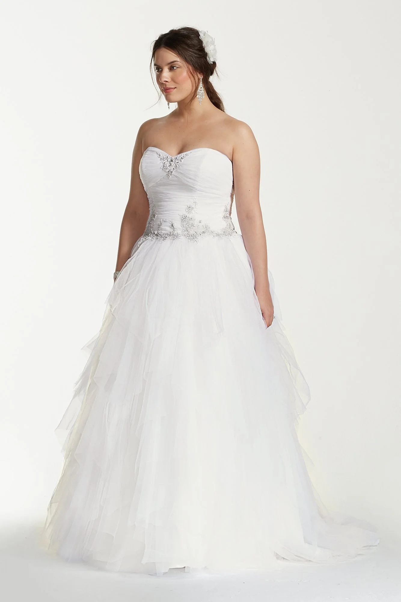 Jewel Strapless Tiered Tulle Wedding Dress - Image 6