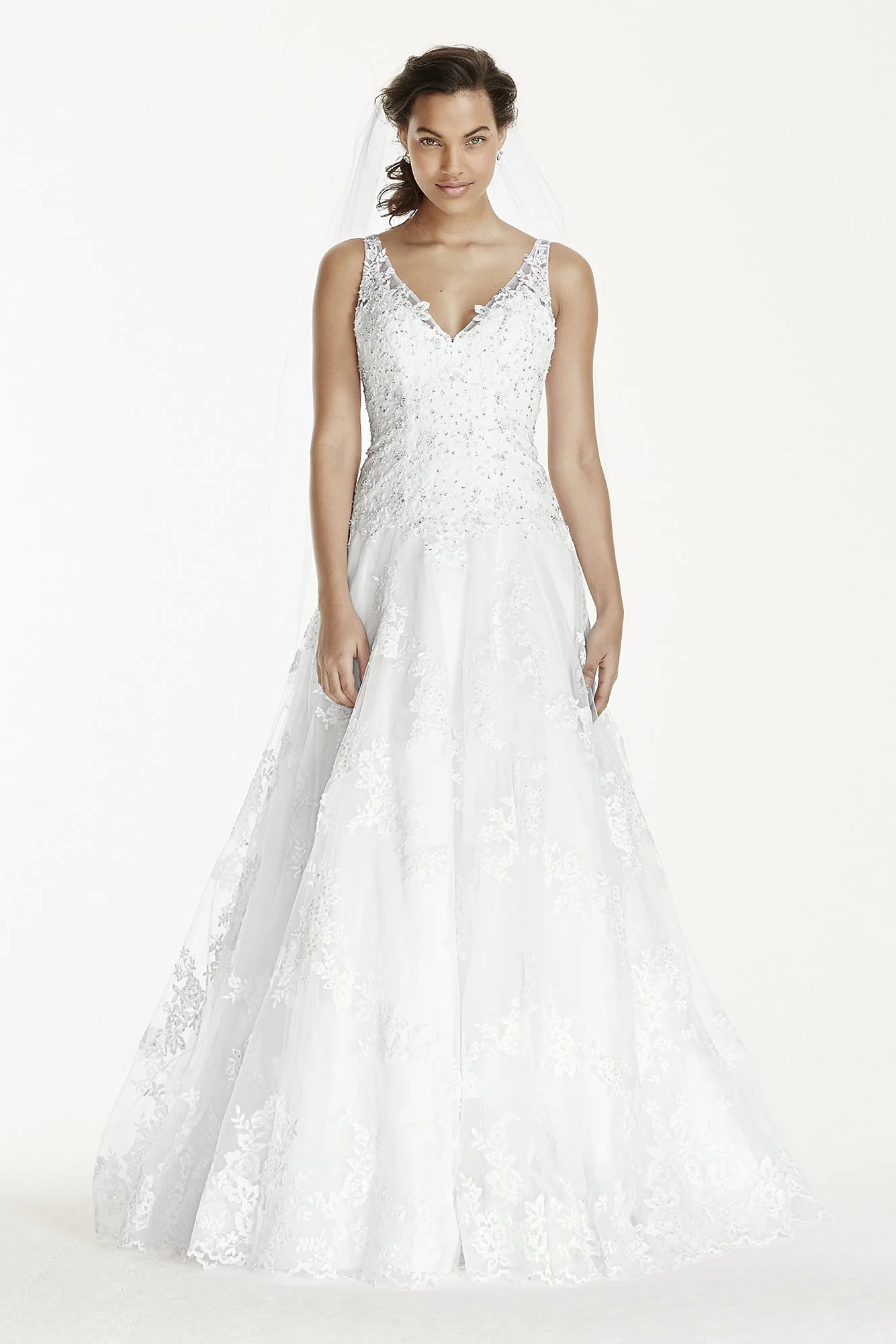 Jewel Tank Tulle Wedding Dress with Lace Applique - Image 2