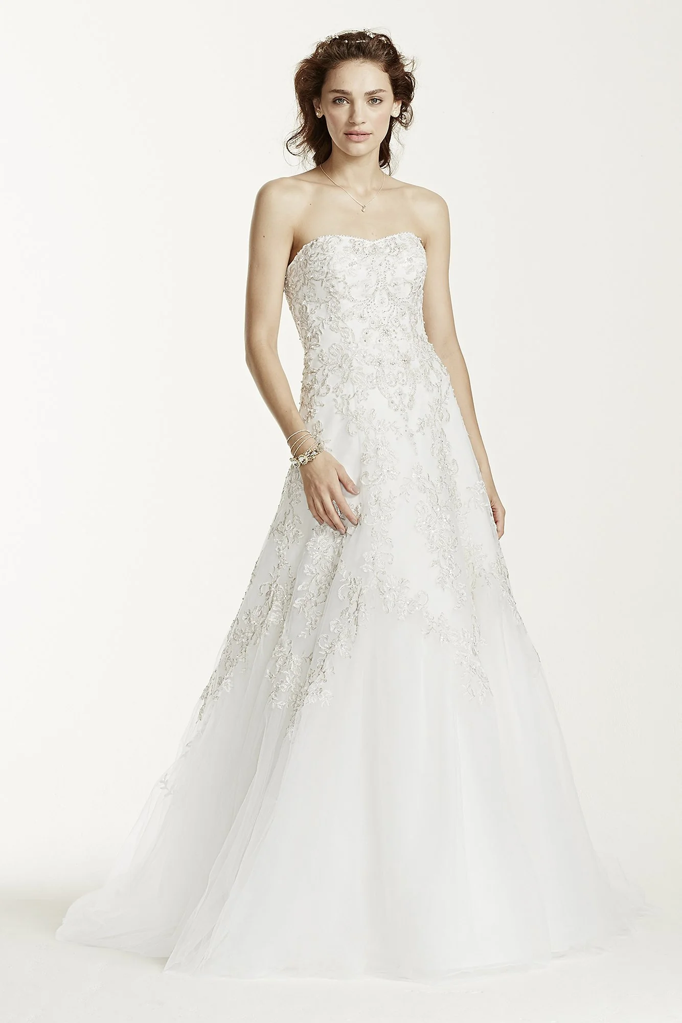 Jewel Tulle A-Line Wedding Dress with Lace Detail - Image 3