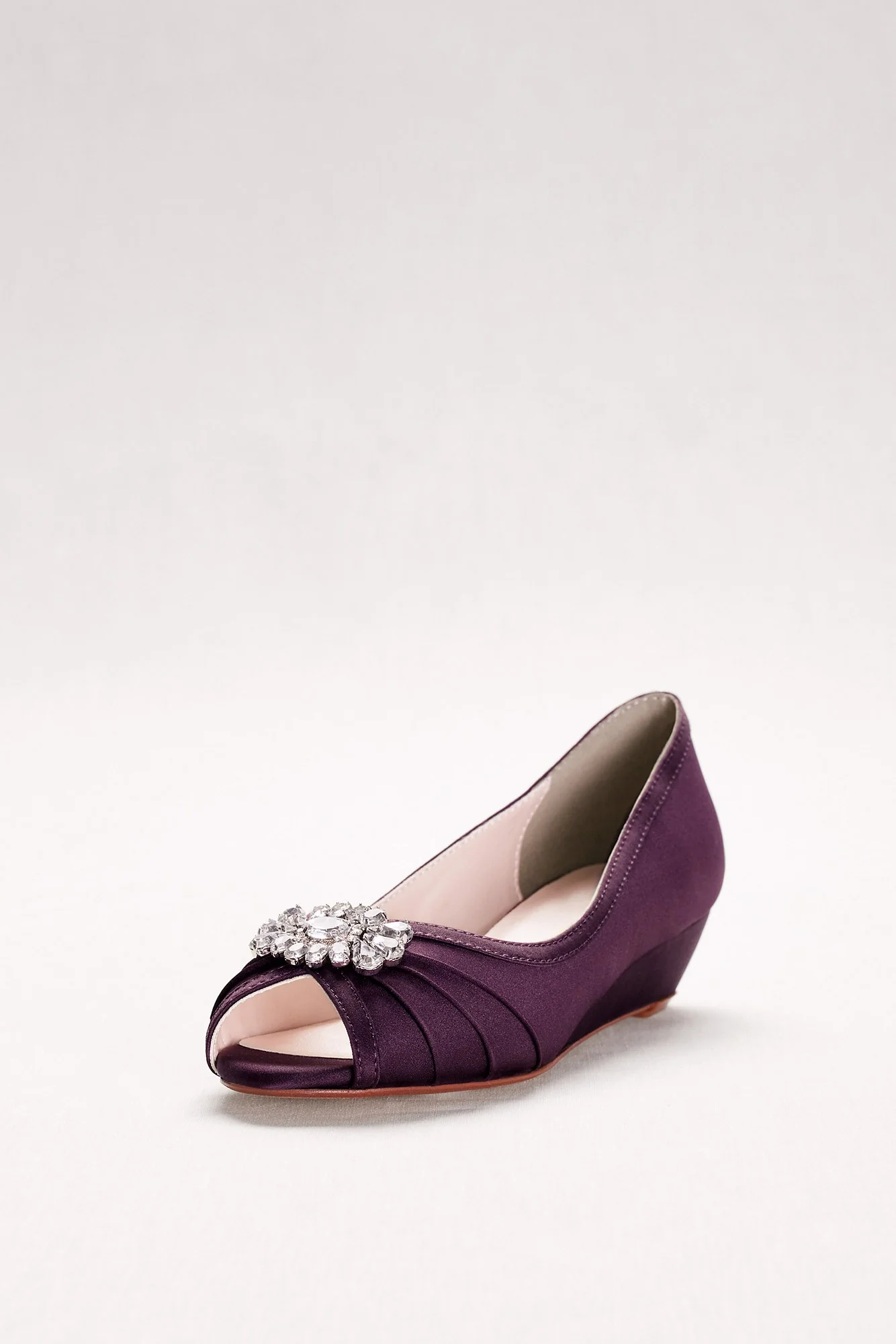 Jeweled Satin Peep-Toe Mini Wedges - Image 4