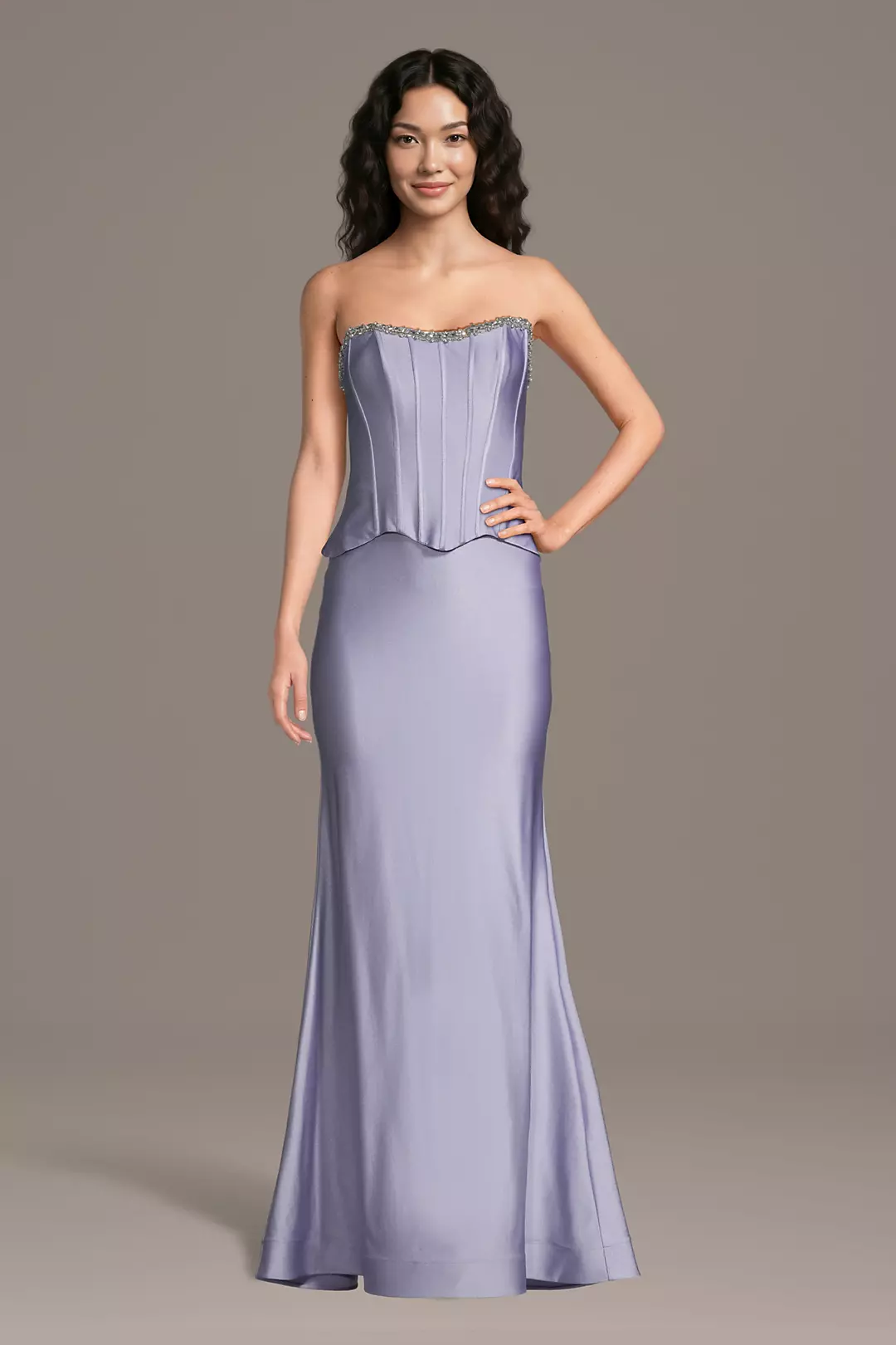 Jeweled Sculpting Satin Corset Mermaid Dress