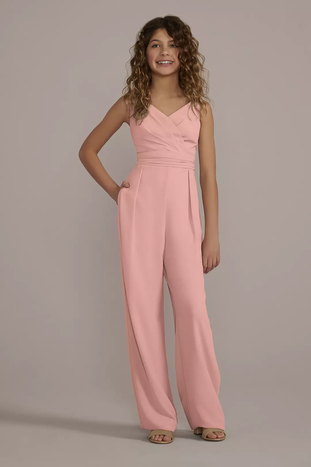 Junior Bridesmaid Tie-Back Chiffon Jumpsuit - Image 23