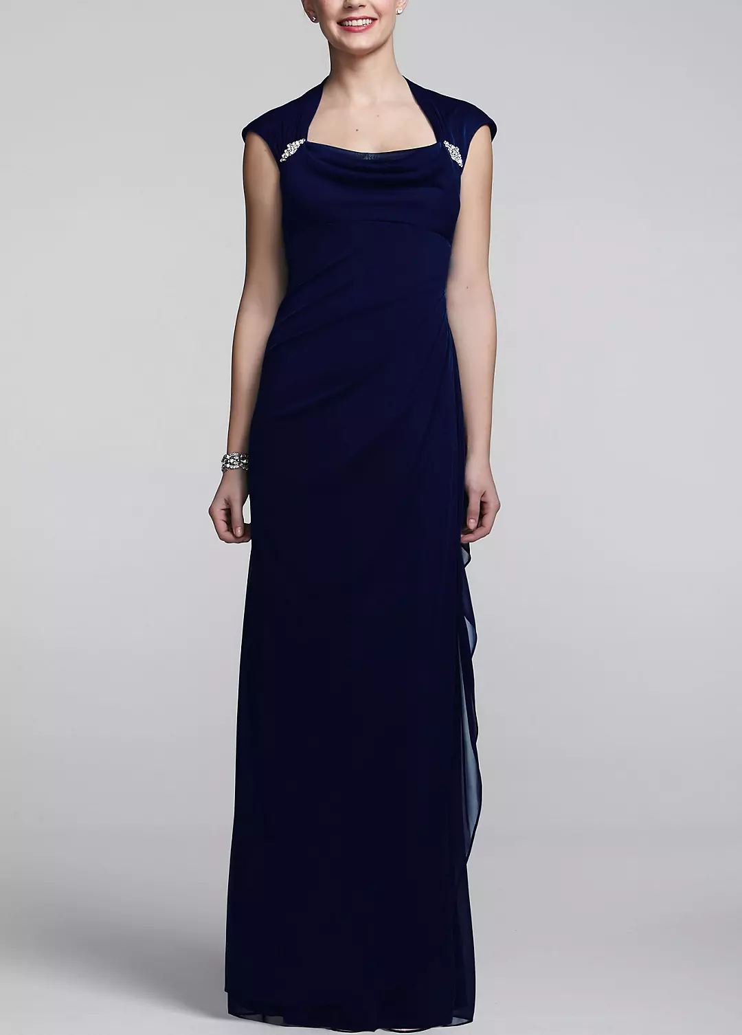 Cap Sleeve Jersey Plus Size Dress with Lace Detail - Image 3