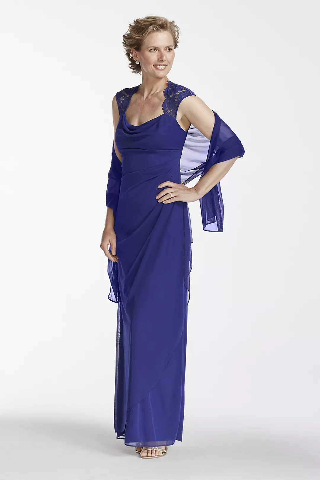 Cap Sleeve Jersey Plus Size Dress with Lace Detail - Image 8
