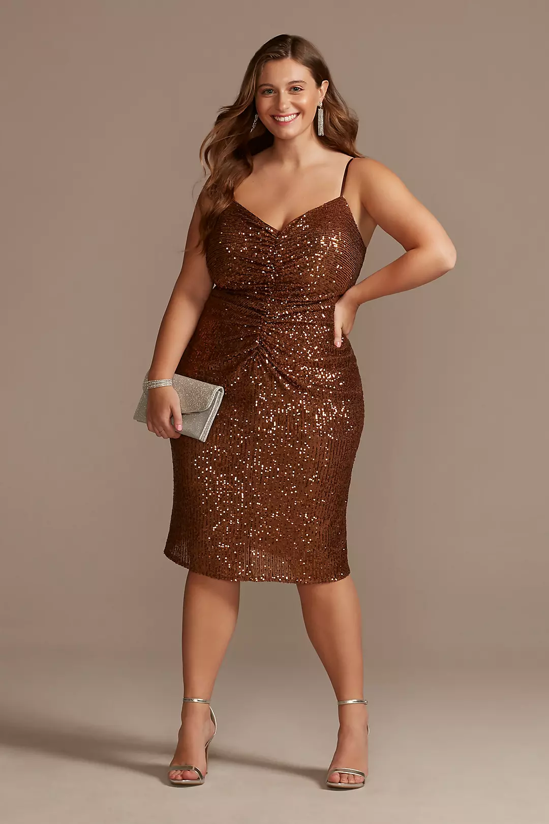 Knee-Length Sequin Sheath Dress with Back Slit - Image 3