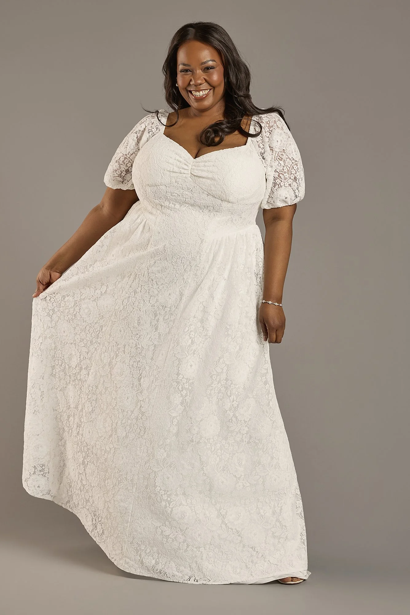 Lace A-Line Short Sleeve Dress with Tie Back - Image 3