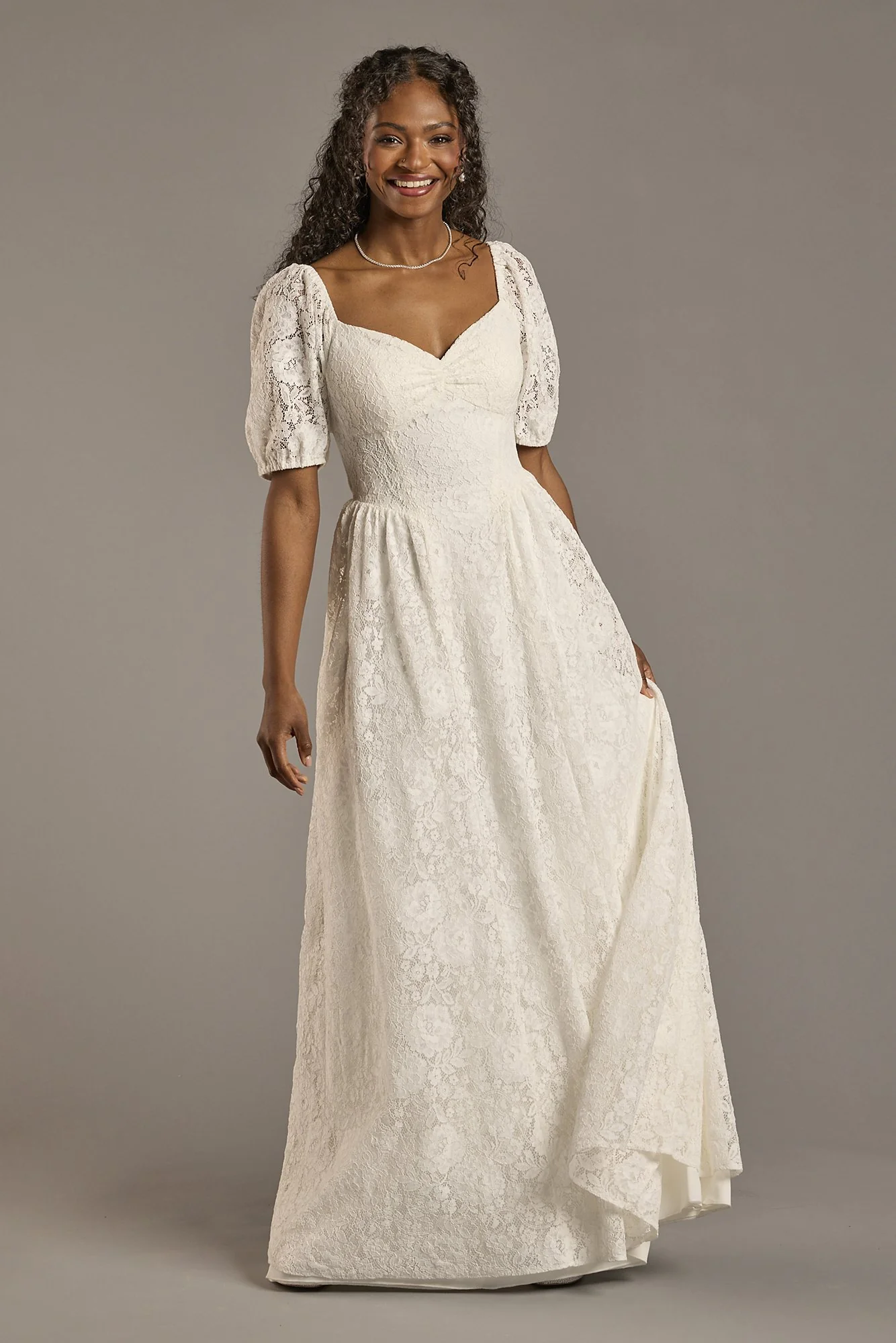 Lace A-Line Short Sleeve Dress with Tie Back - Image 5