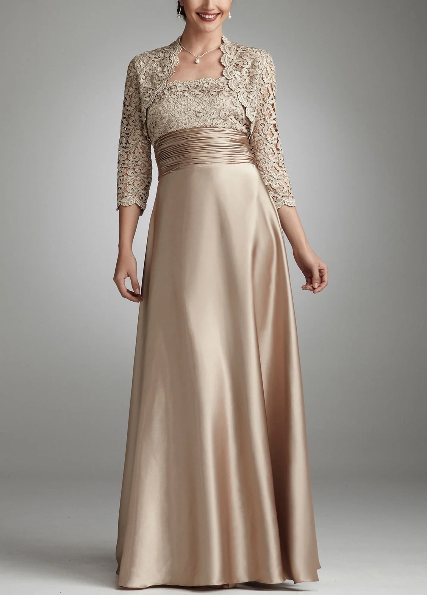Lace and Charmeuse Bolero Jacket Dress