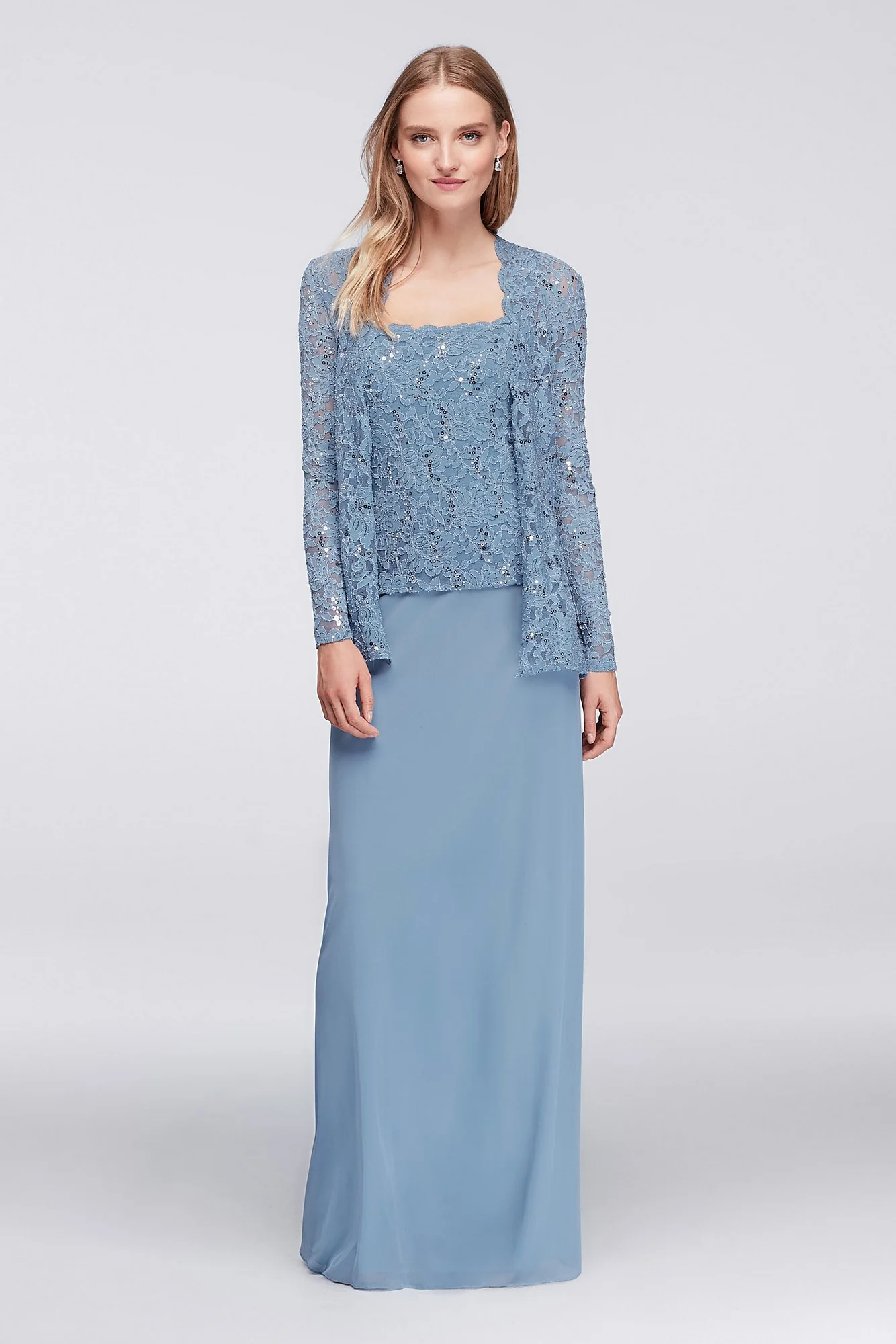 Lace and Chiffon Two-Piece Scalloped Dress - Image 2