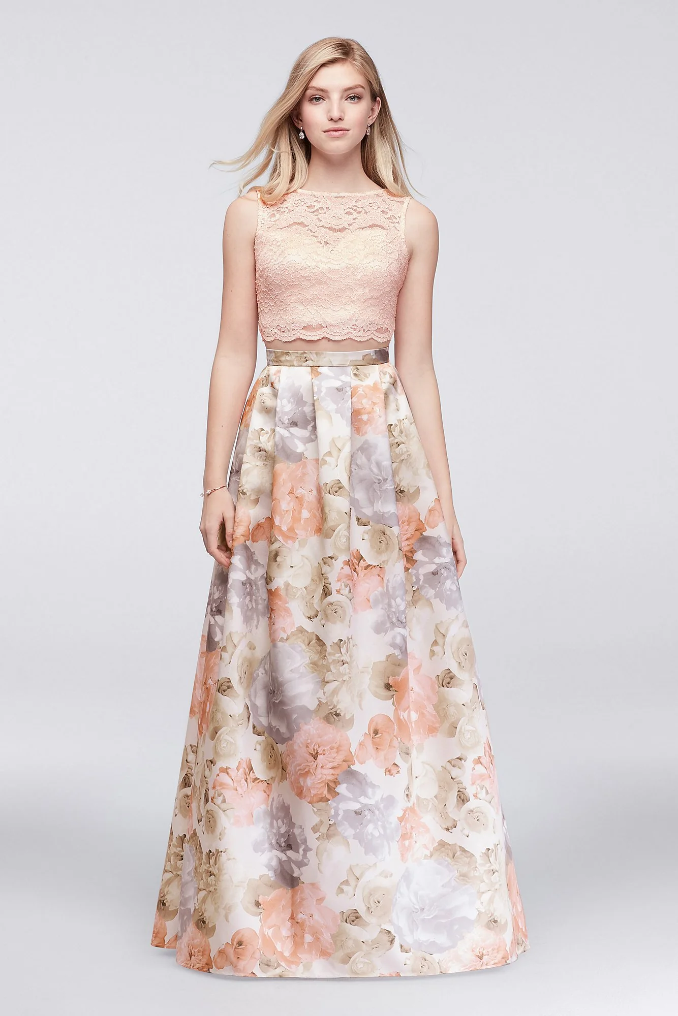 Lace and Floral Mikado Two-Piece Dress - Image 2