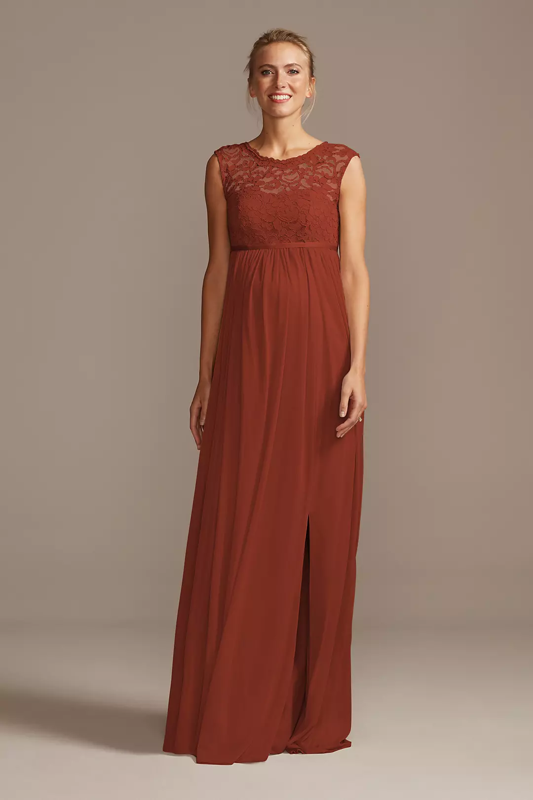 Lace and Mesh Maternity Bridesmaid Dress - Image 114