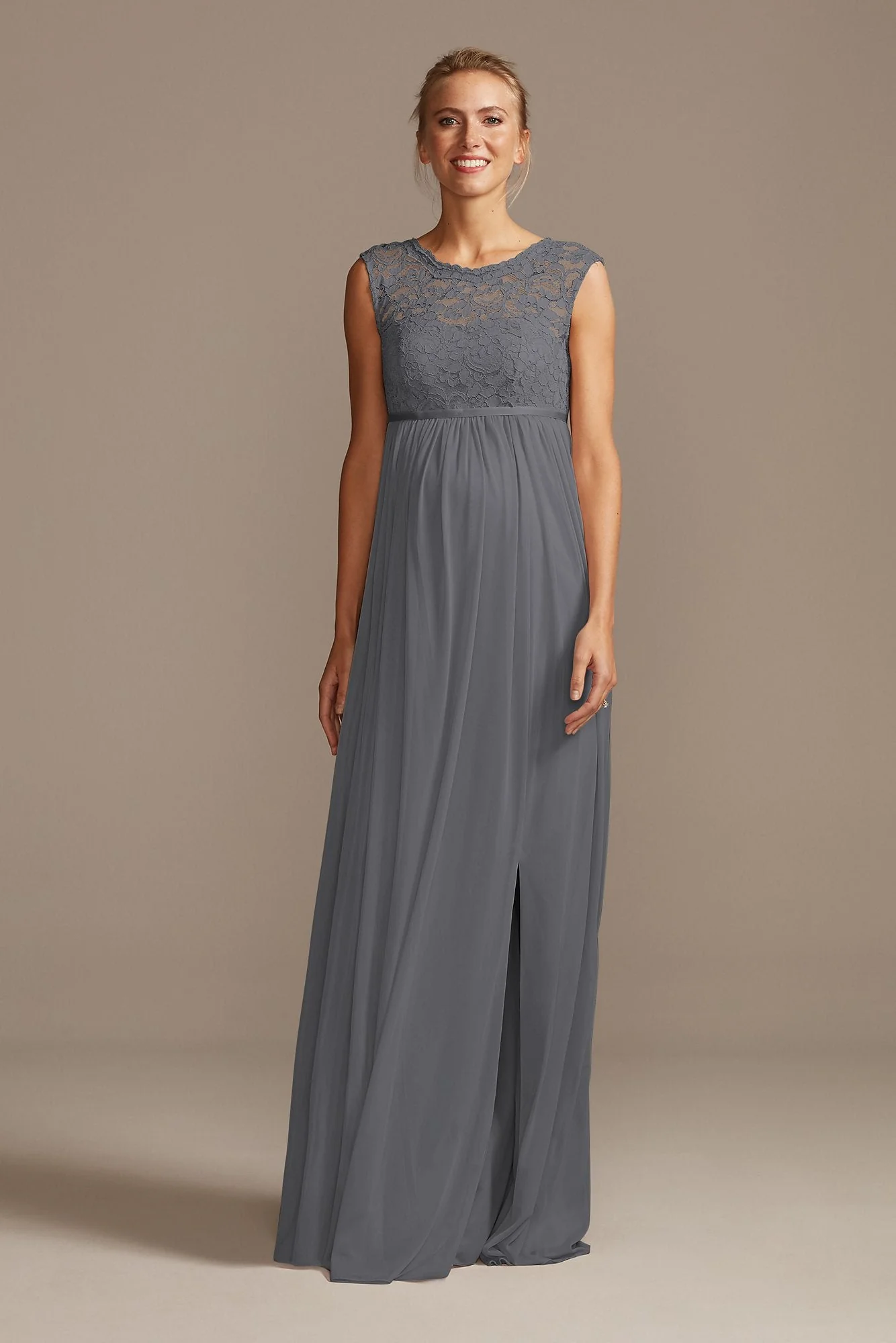 Lace and Mesh Maternity Bridesmaid Dress - Image 40
