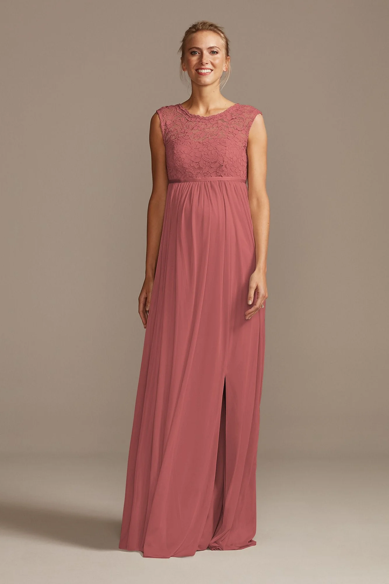 Lace and Mesh Maternity Bridesmaid Dress - Image 59