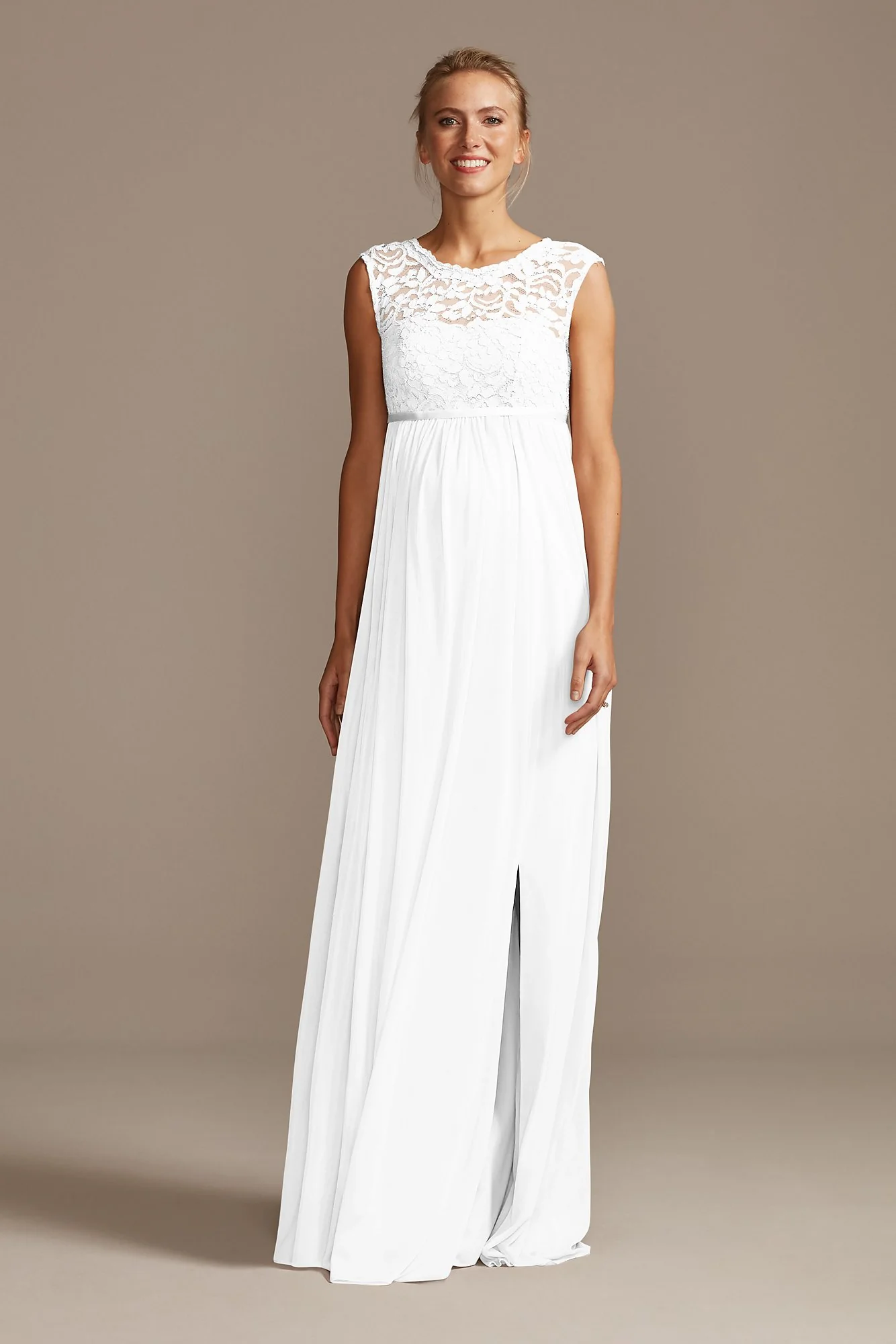 Lace and Mesh Maternity Bridesmaid Dress - Image 63