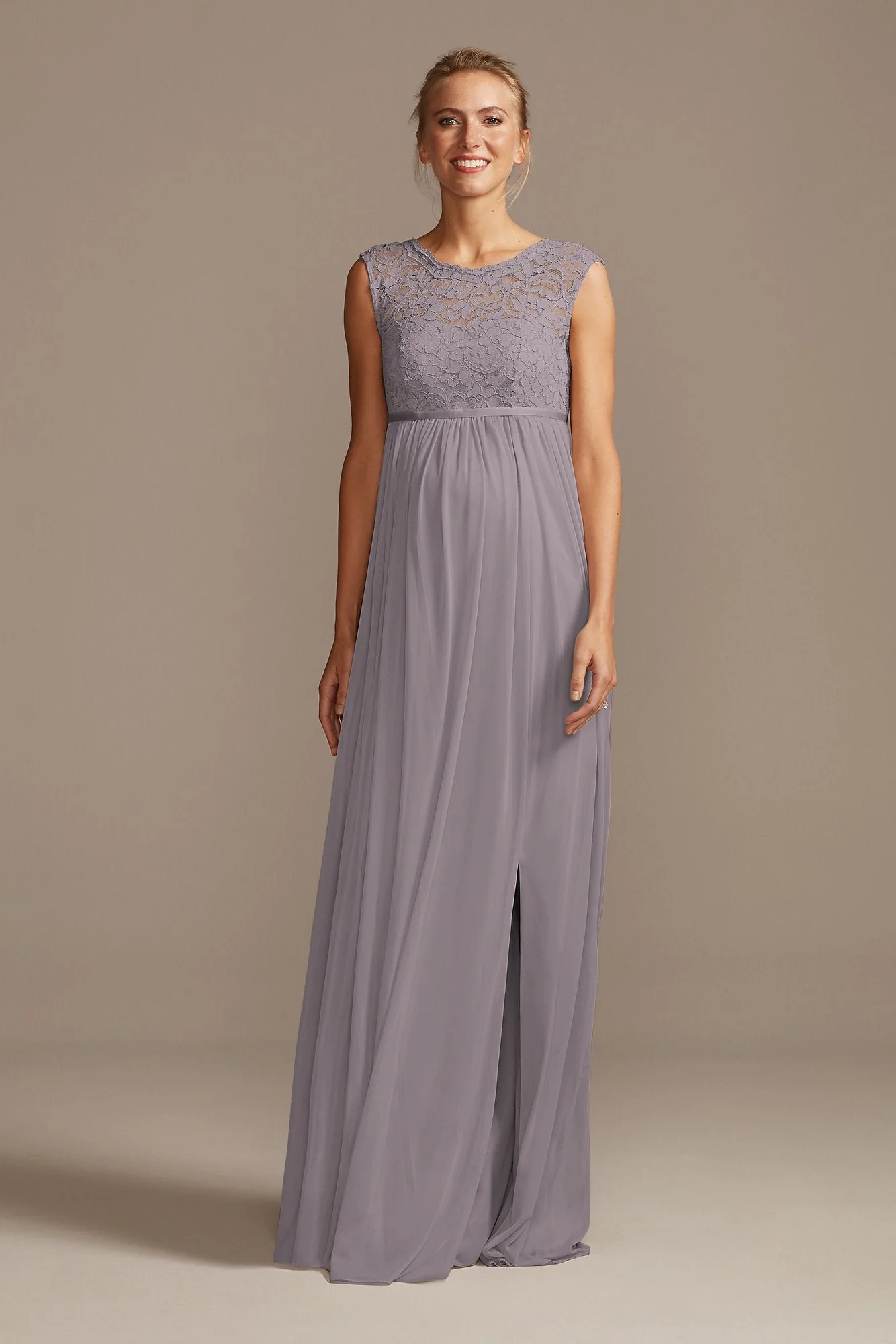 Lace and Mesh Maternity Bridesmaid Dress - Image 76