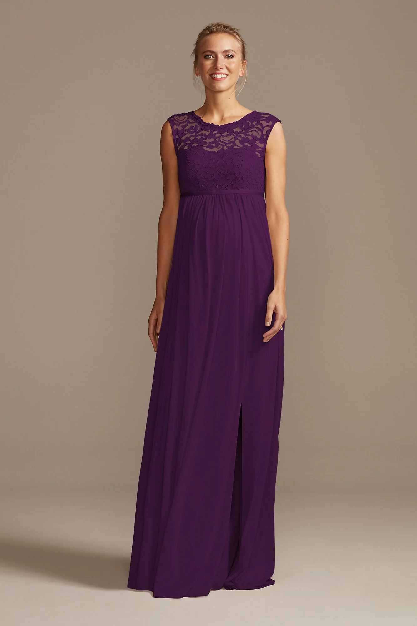 Lace and Mesh Maternity Bridesmaid Dress - Image 82