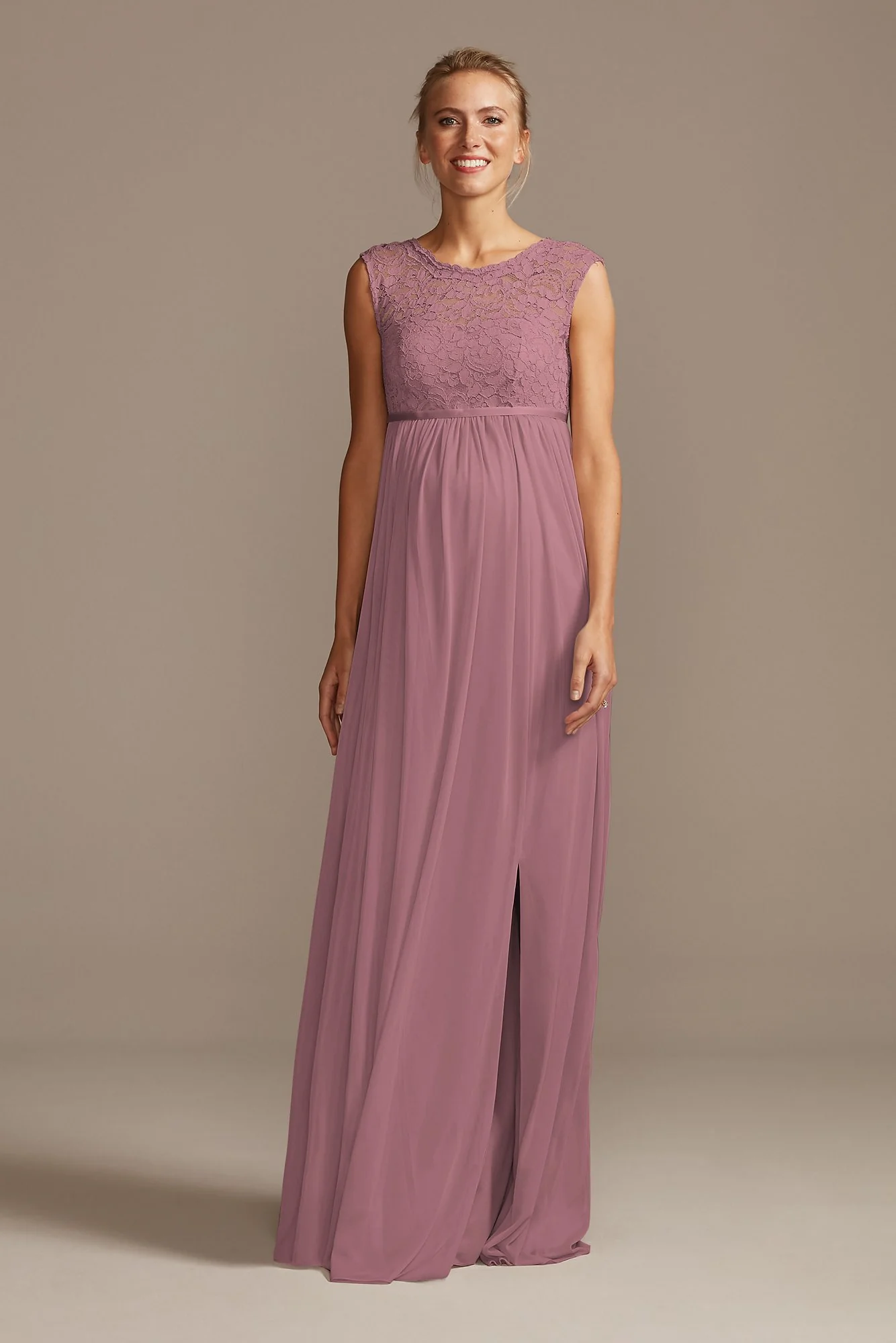 Lace and Mesh Maternity Bridesmaid Dress - Image 83