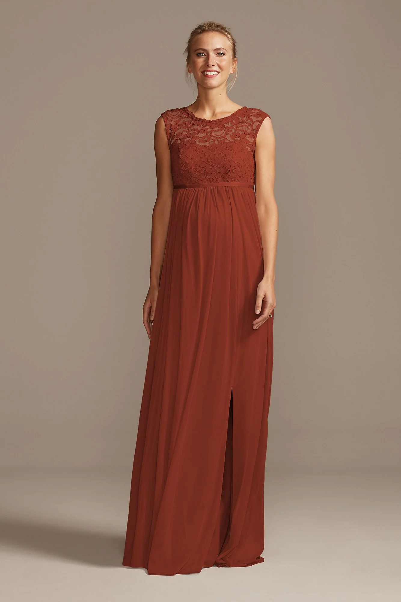 Lace and Mesh Maternity Bridesmaid Dress - Image 92