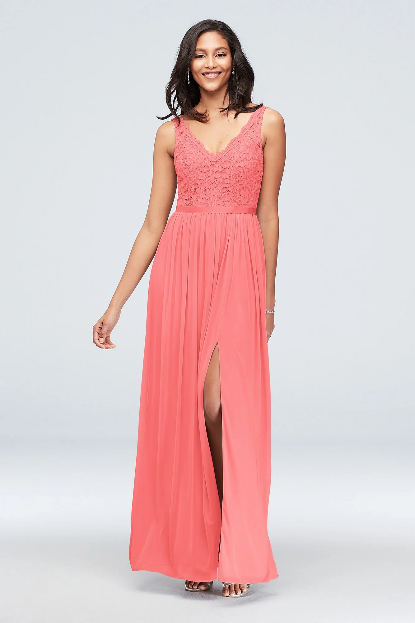Lace and Mesh V-Neck Dress - Image 10