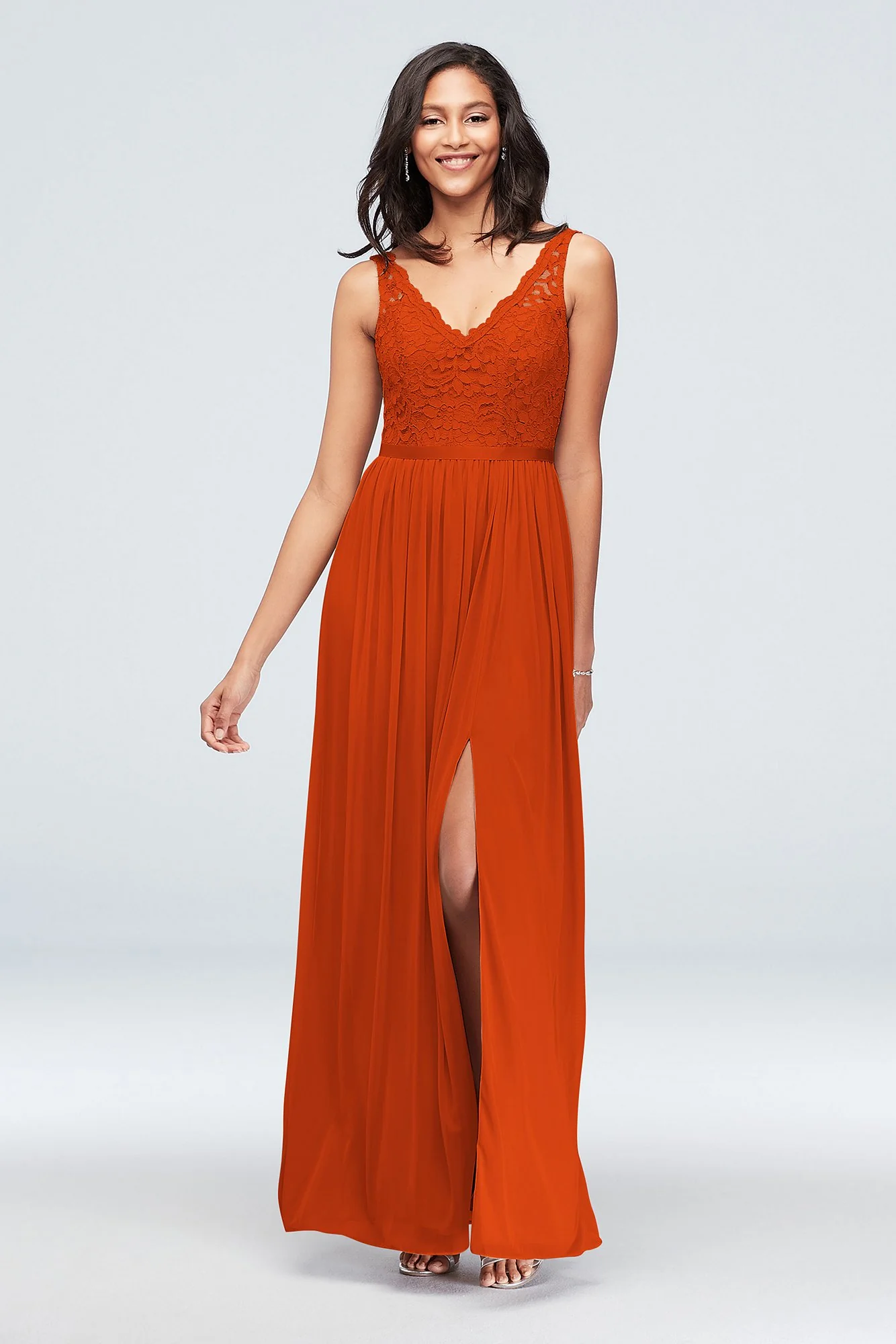 Lace and Mesh V-Neck Dress - Image 28