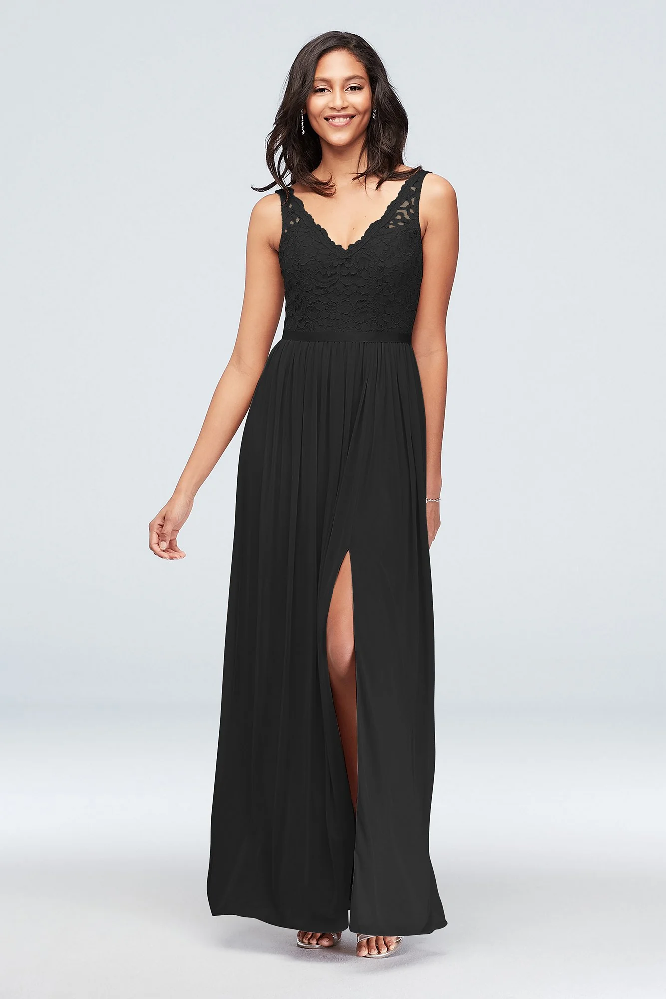 Lace and Mesh V-Neck Dress - Image 37