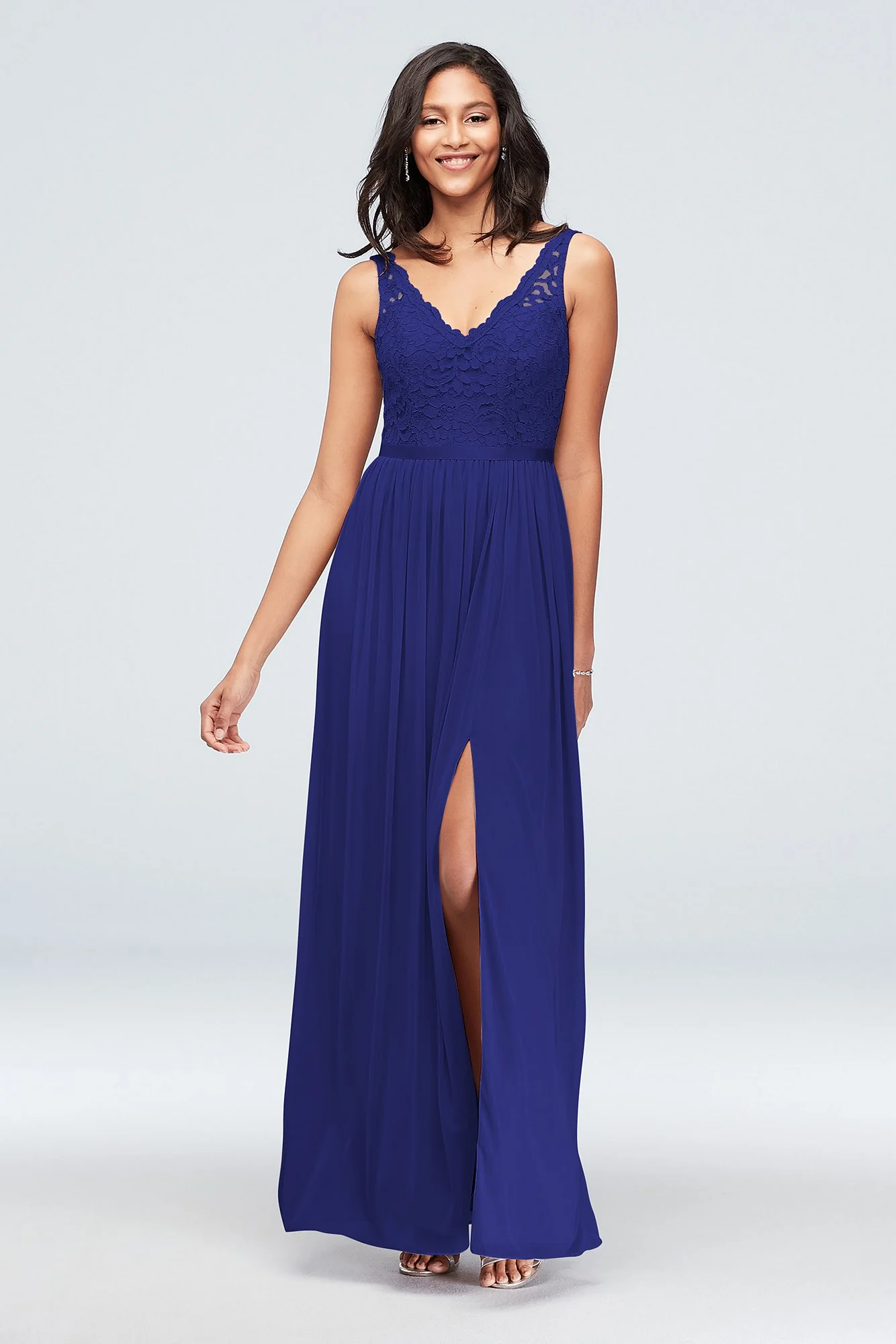 Lace and Mesh V-Neck Dress - Image 73