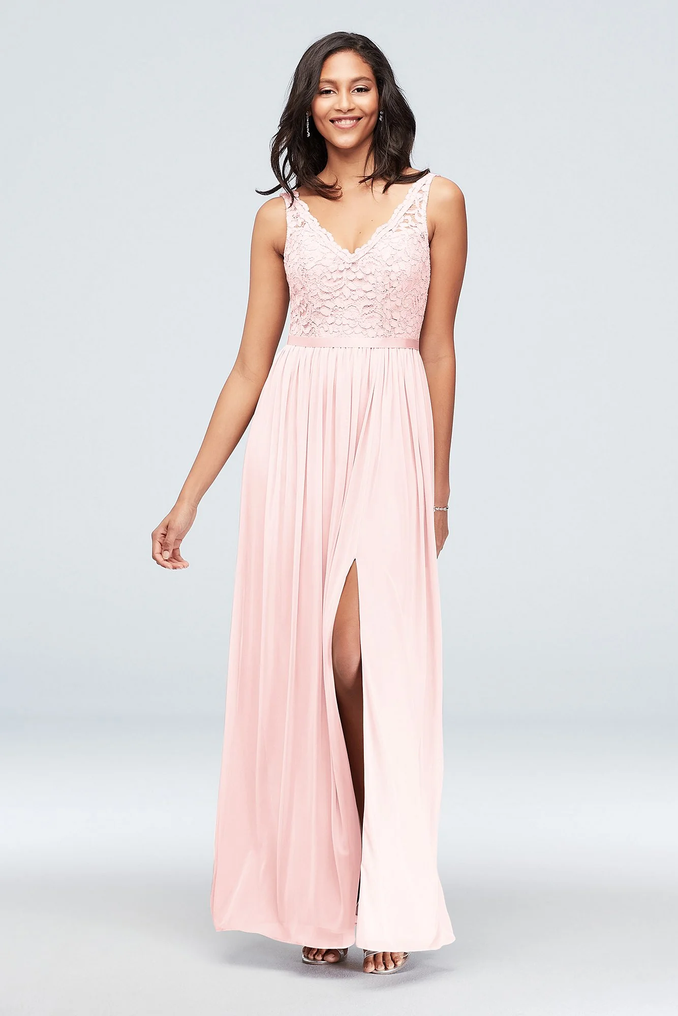 Lace and Mesh V-Neck Dress - Image 89