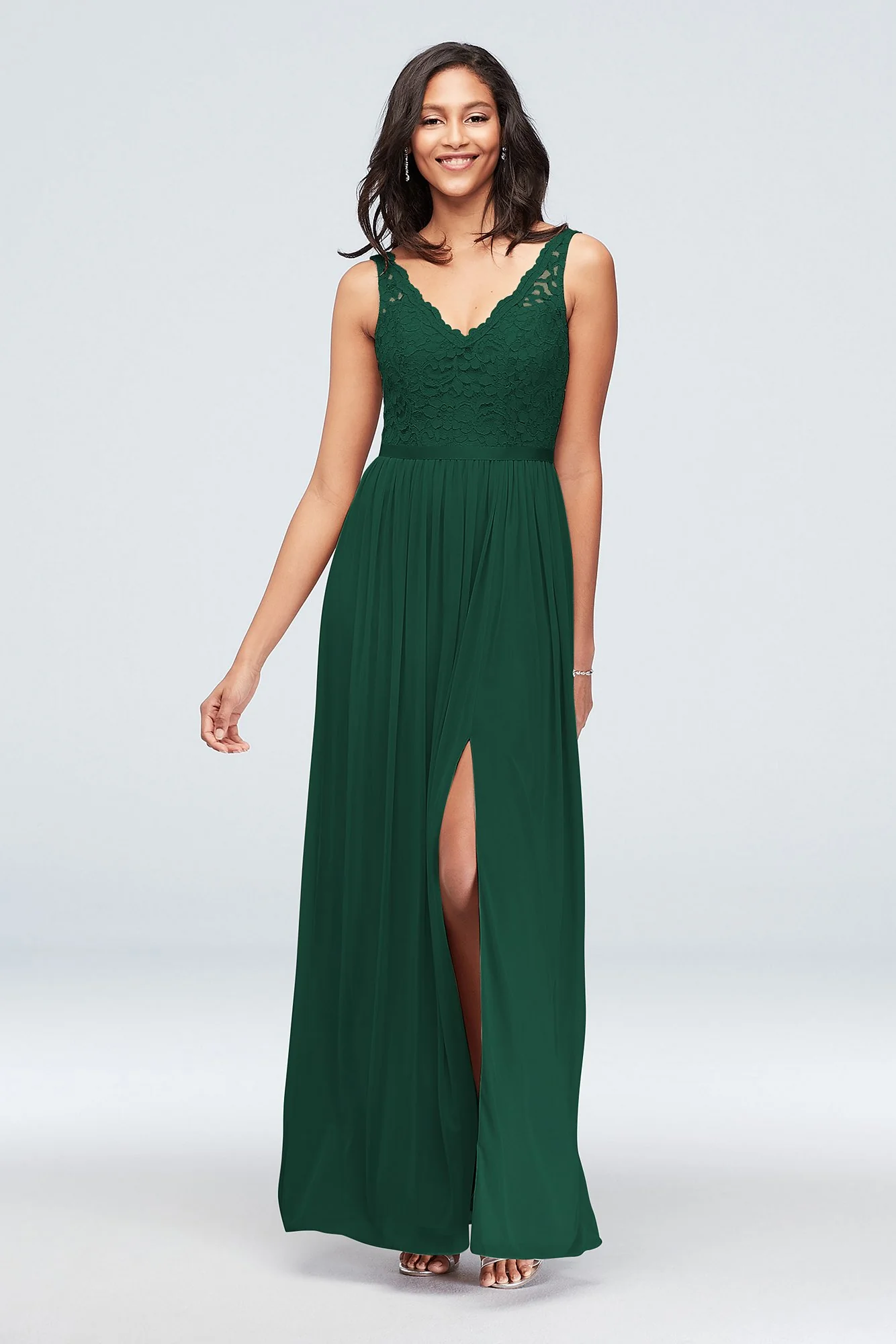 Lace and Mesh V-Neck Dress - Image 96