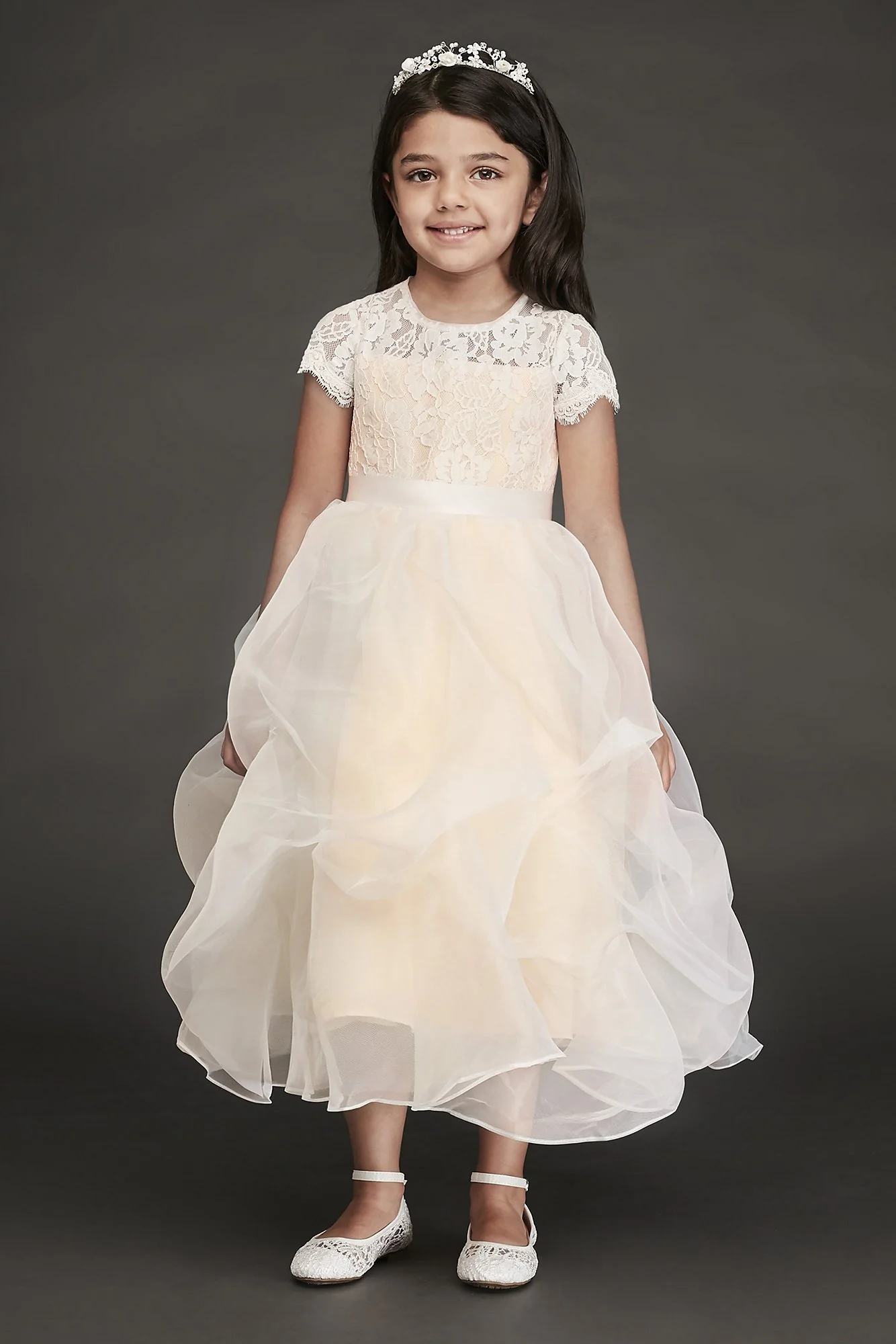 Lace and Organza Pick-Up Flower Girl Dress - Image 2