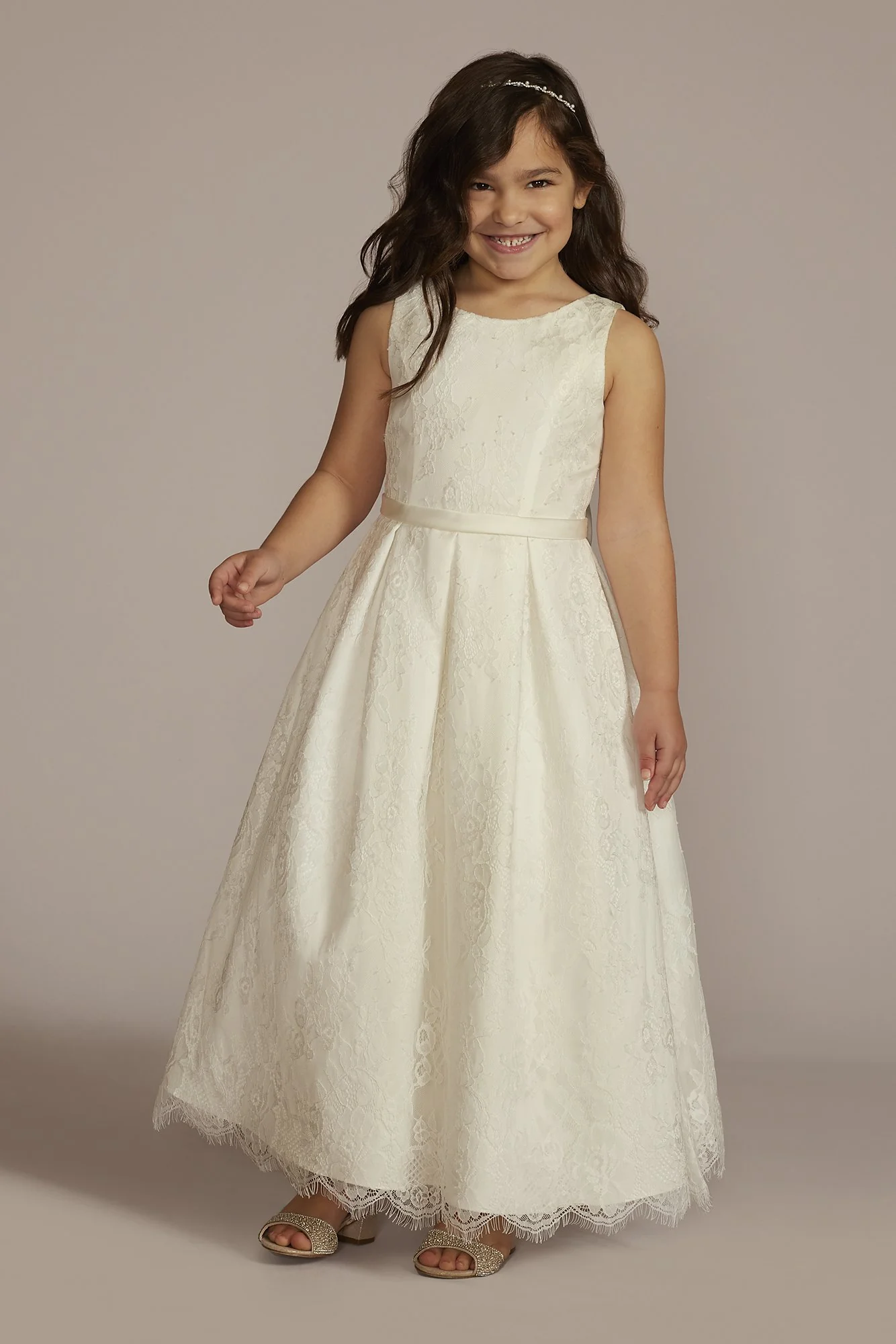 Lace and Satin Ball Gown Flower Girl Dress