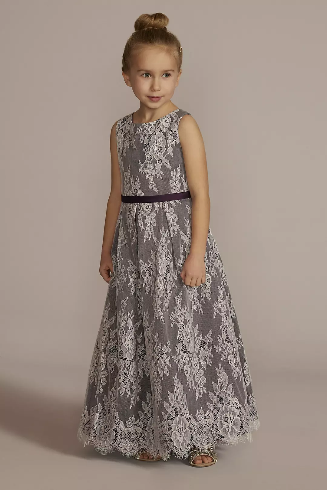 Lace and Satin Ball Gown Flower Girl Dress - Image 13