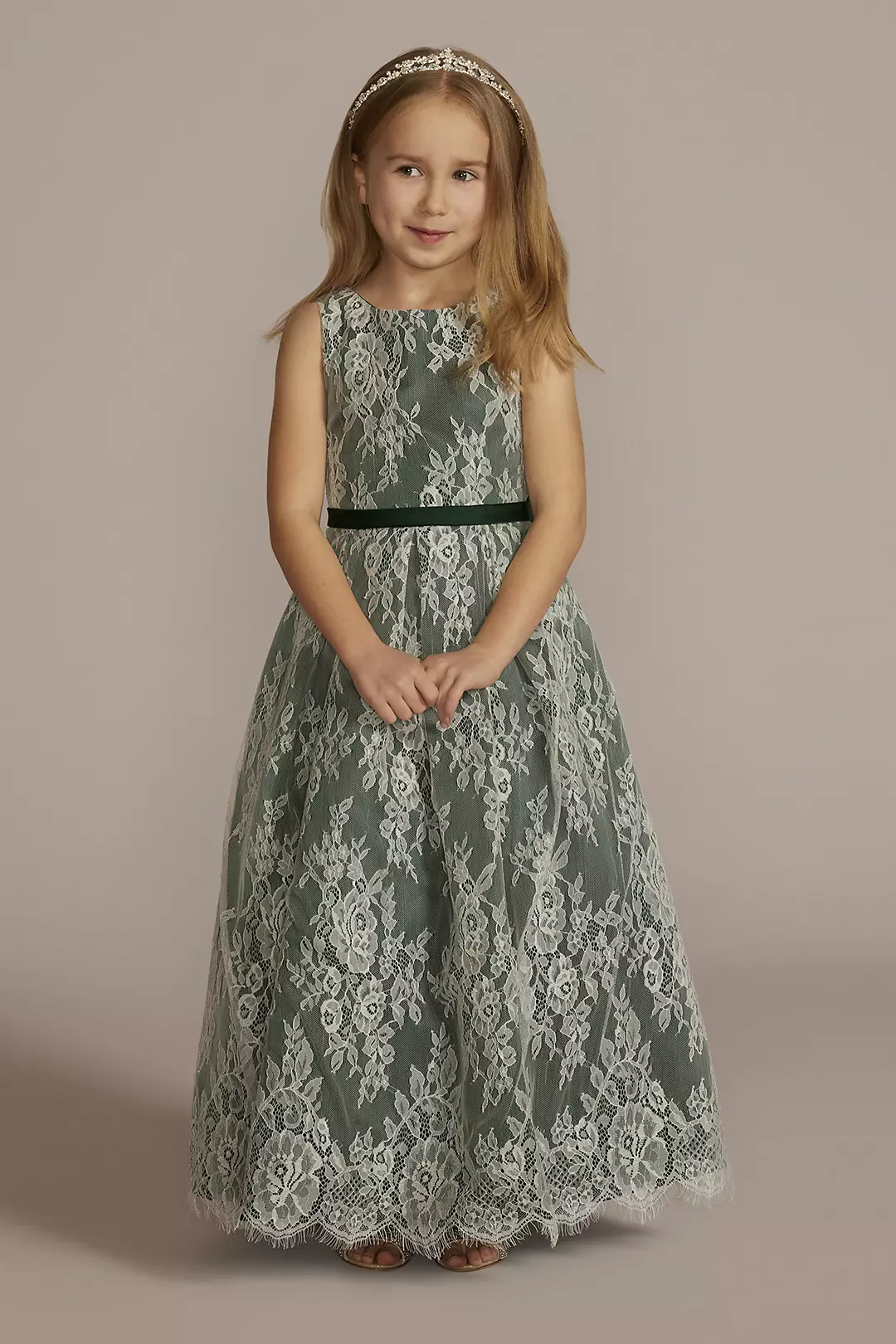 Lace and Satin Ball Gown Flower Girl Dress - Image 14