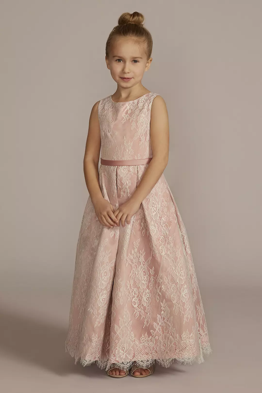 Lace and Satin Ball Gown Flower Girl Dress - Image 15
