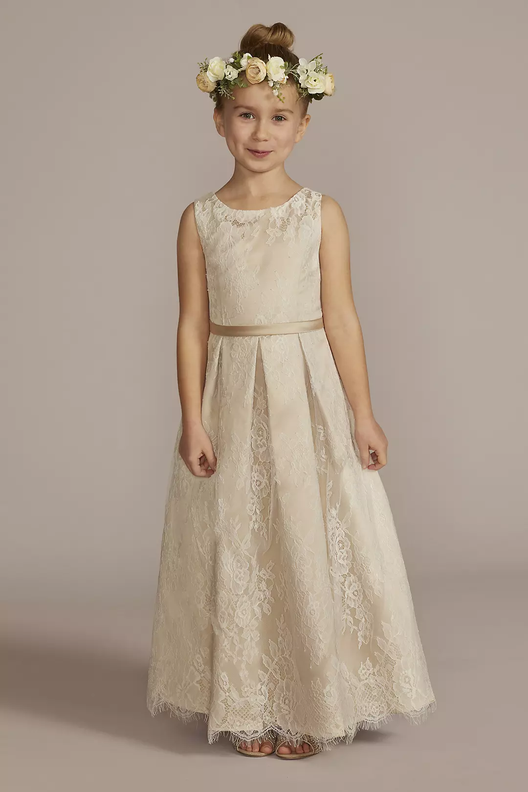 Lace and Satin Ball Gown Flower Girl Dress - Image 16