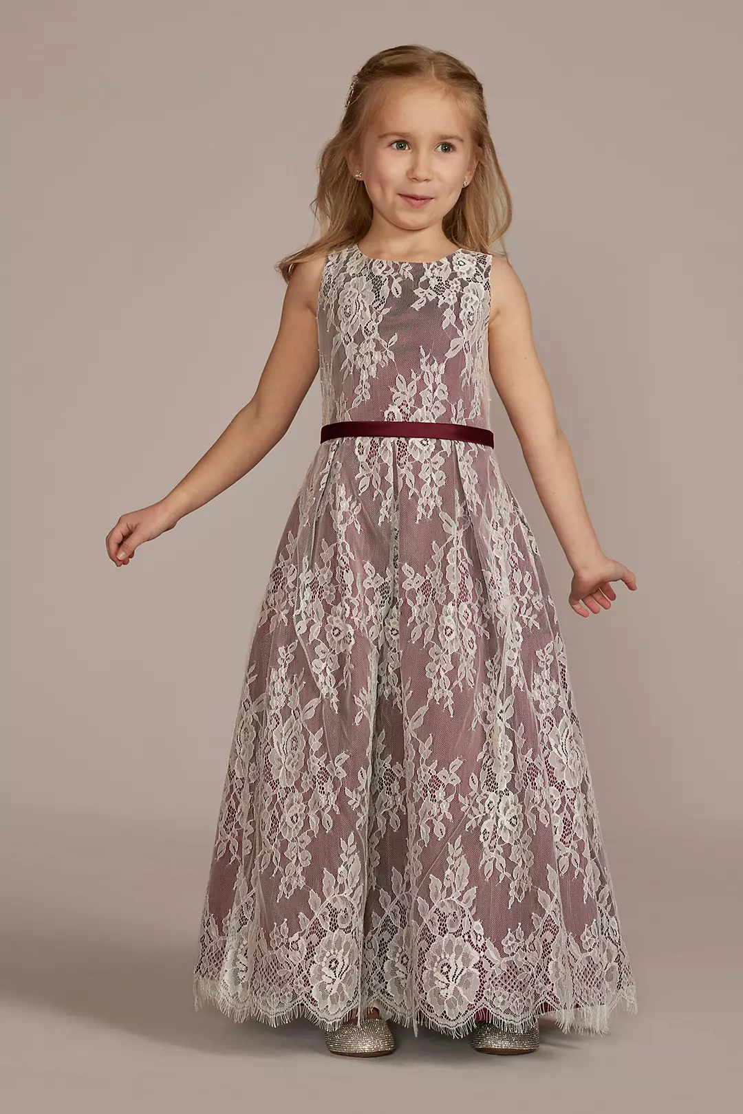 Lace and Satin Ball Gown Flower Girl Dress - Image 18