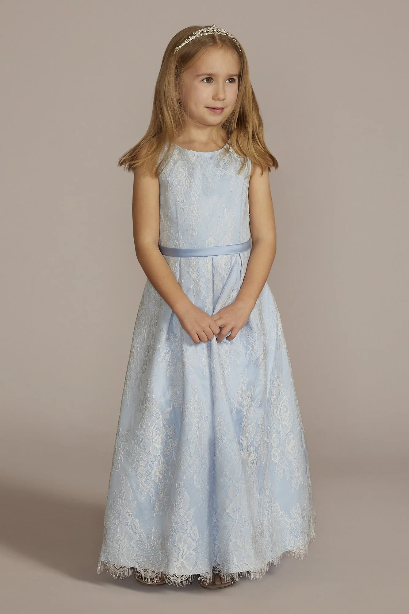 Lace and Satin Ball Gown Flower Girl Dress - Image 2